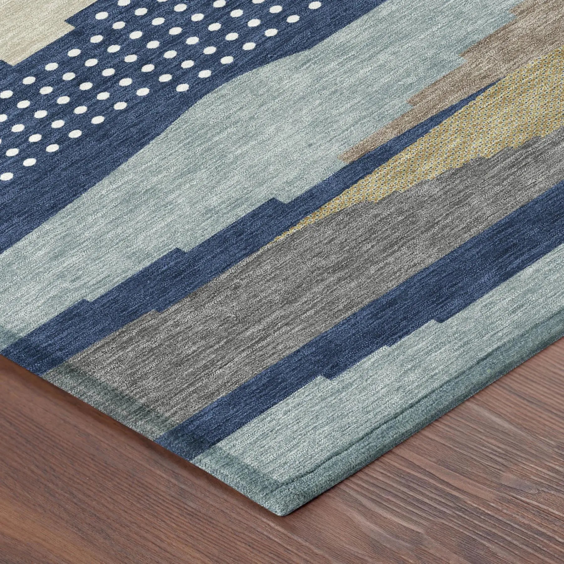 9' X 12' Navy Blue And Blue Abstract Washable Indoor Outdoor Area Rug Homeroots Outdoor