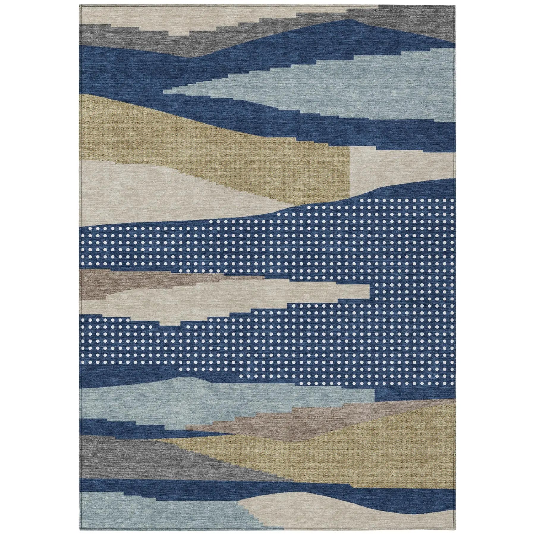 9' X 12' Navy Blue And Blue Abstract Washable Indoor Outdoor Area Rug Homeroots Outdoor