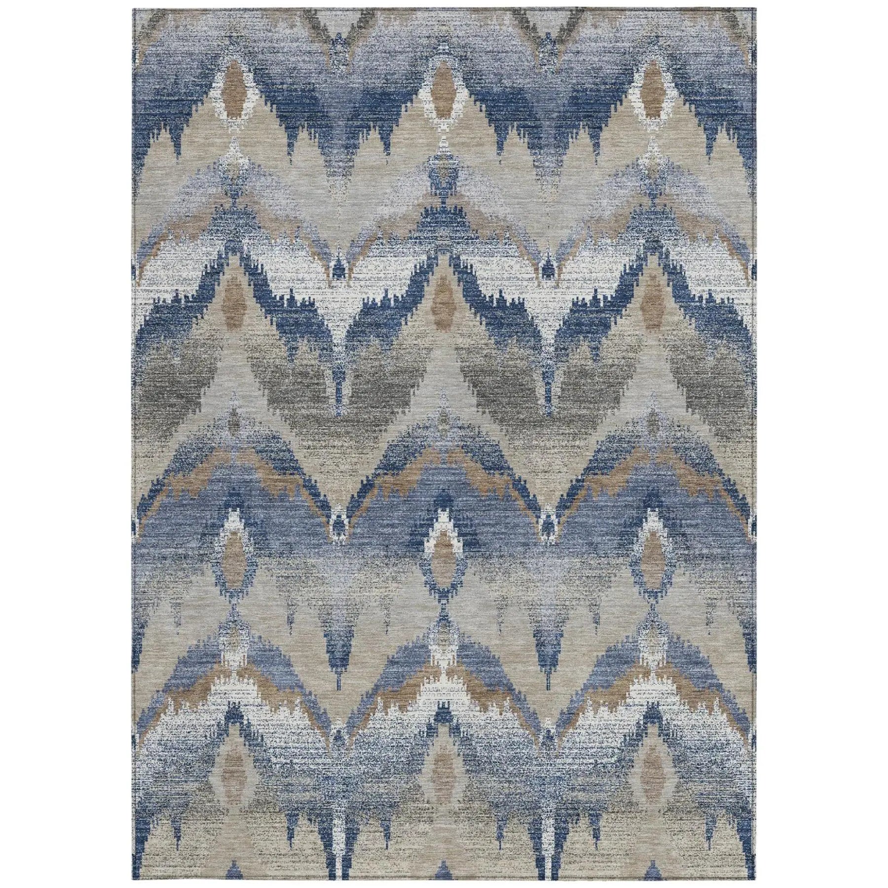 9' X 12' Navy Blue And Blue Abstract Washable Indoor Outdoor Area Rug Homeroots Outdoor