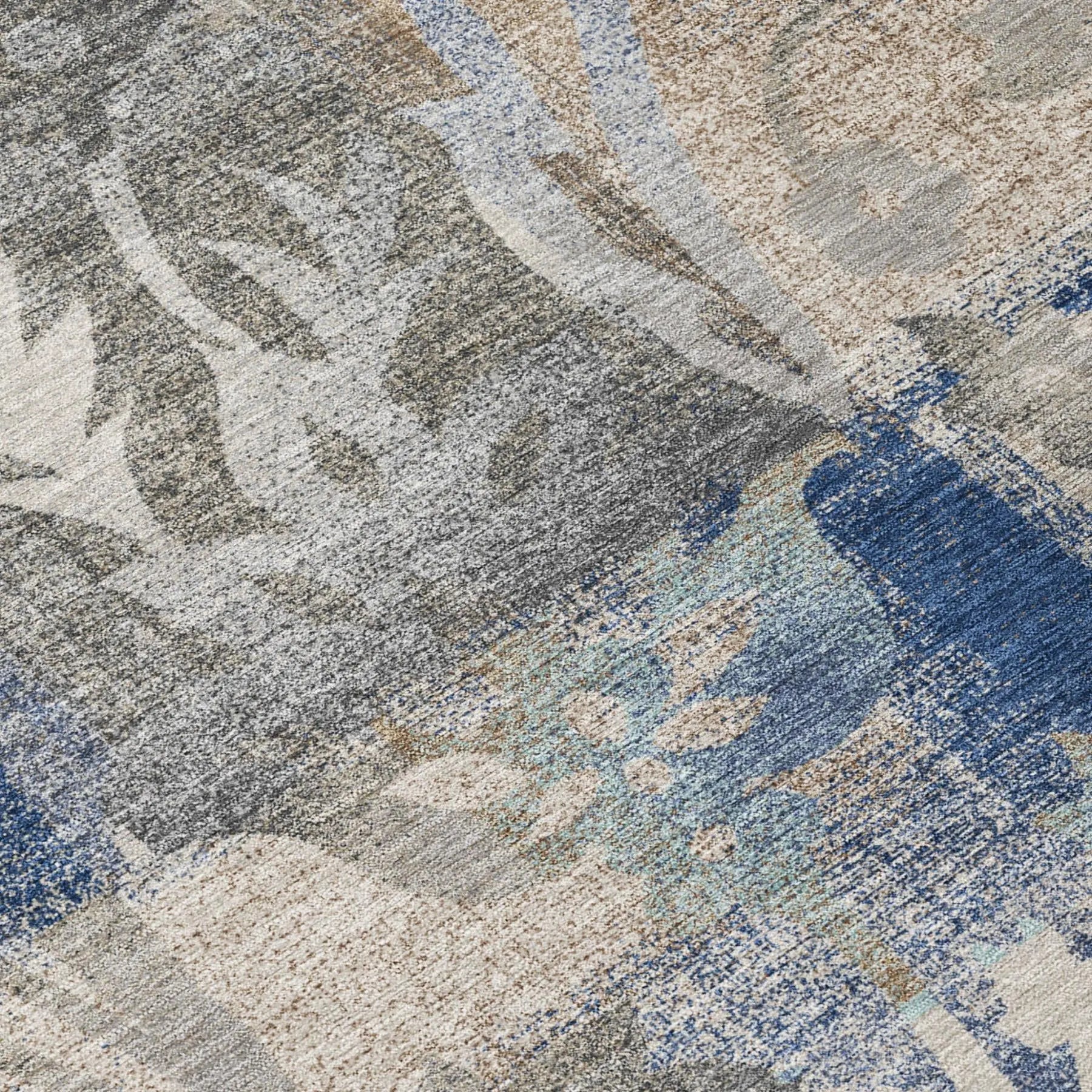 9' X 12' Navy Blue And Blue Botanical Leaves Washable Indoor Outdoor Area Rug Homeroots Outdoor
