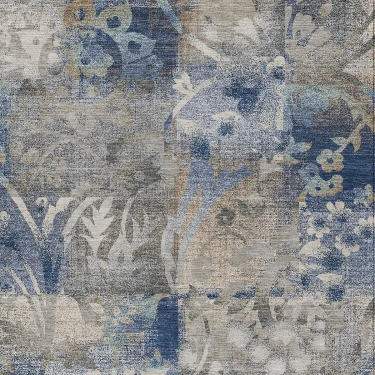 9' X 12' Navy Blue And Blue Botanical Leaves Washable Indoor Outdoor Area Rug Homeroots Outdoor