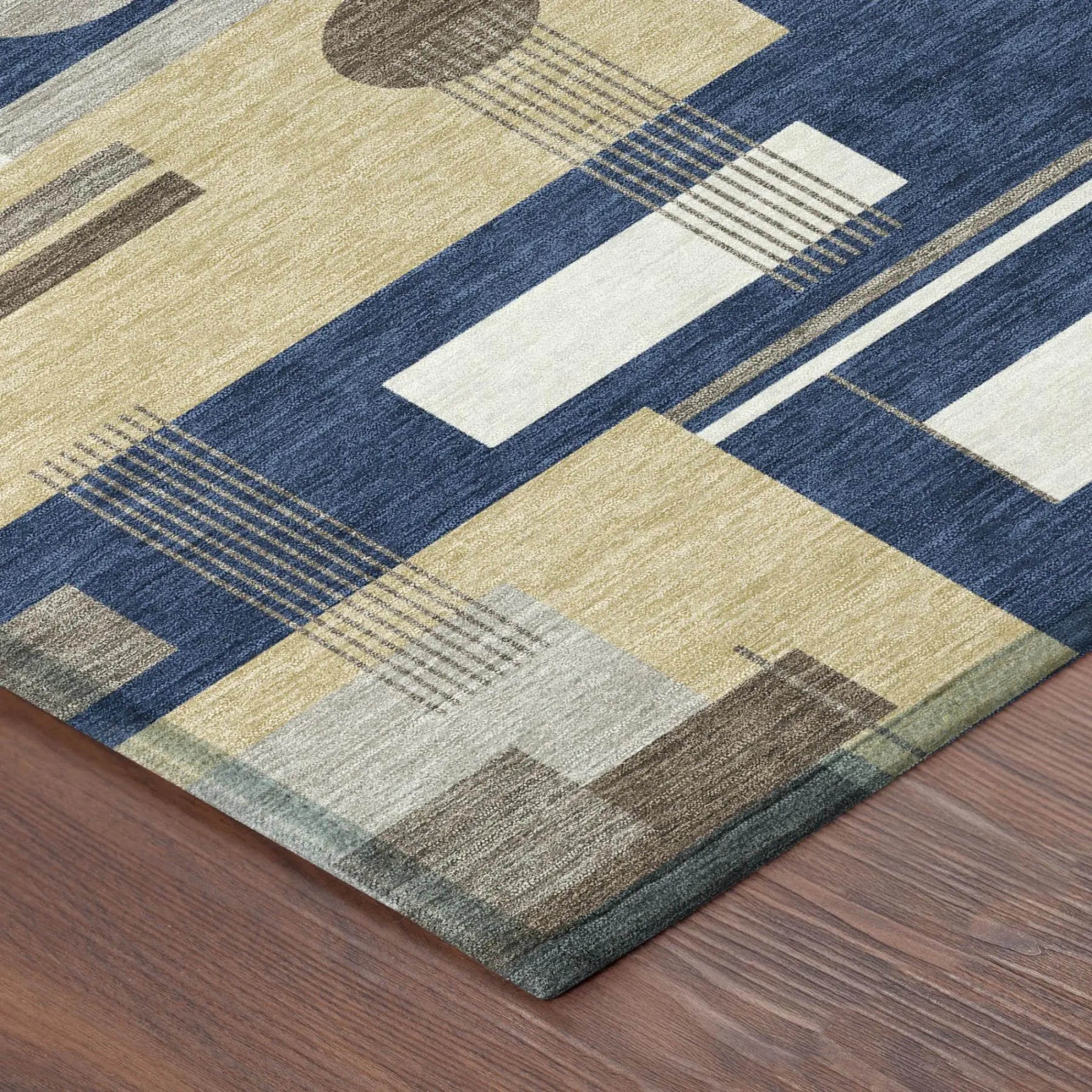 9' X 12' Navy Blue And Blue Geometric Washable Indoor Outdoor Area Rug Homeroots Outdoor