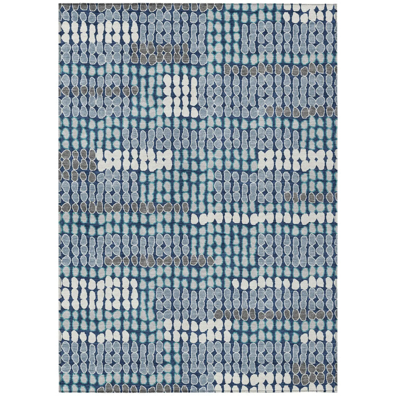 9' X 12' Navy Blue And Blue Geometric Washable Indoor Outdoor Area Rug Homeroots Outdoor