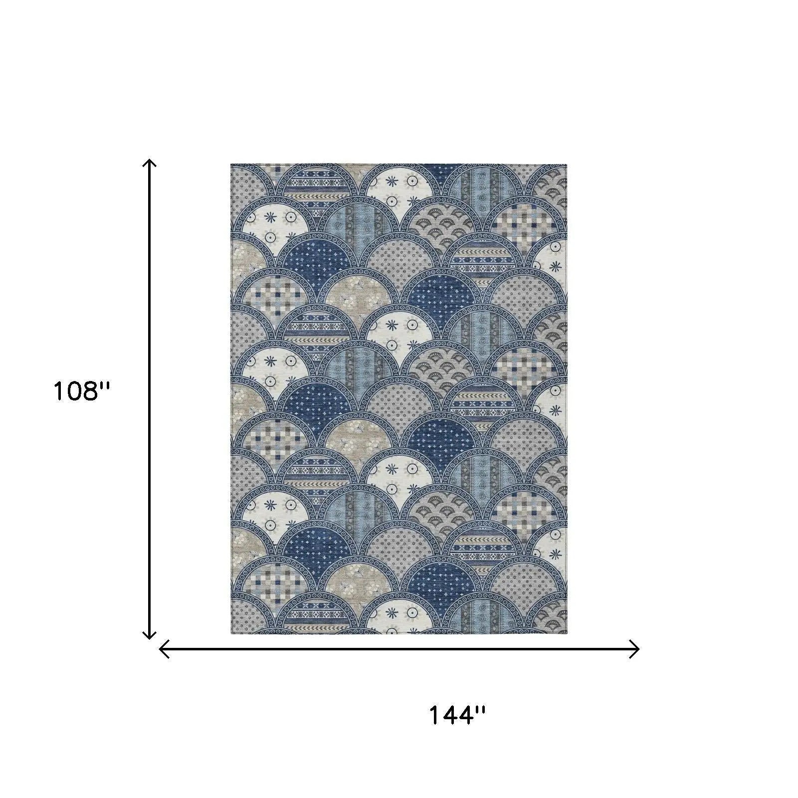 9' X 12' Navy Blue And Blue Geometric Washable Indoor Outdoor Area Rug Homeroots Outdoor