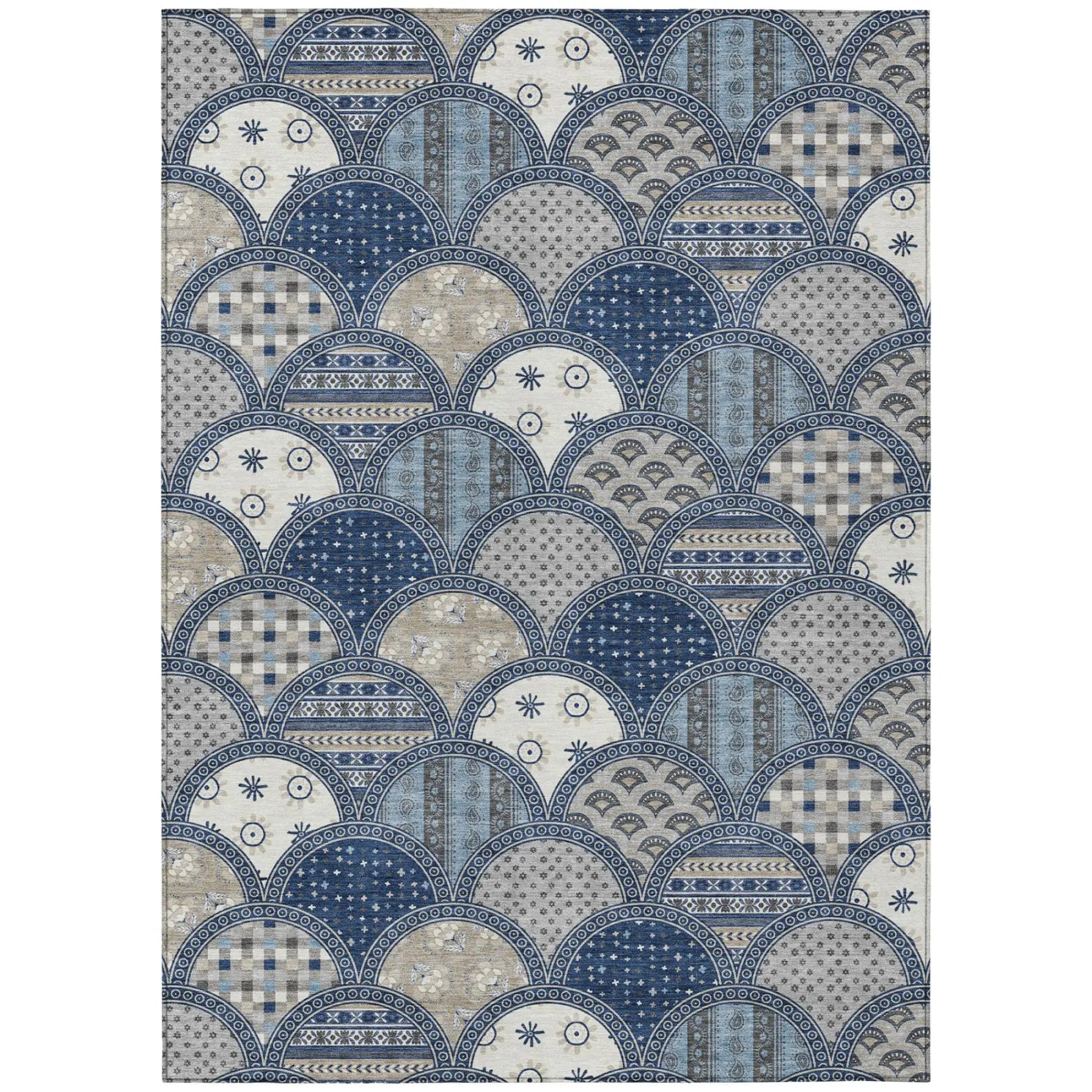 9' X 12' Navy Blue And Blue Geometric Washable Indoor Outdoor Area Rug Homeroots Outdoor