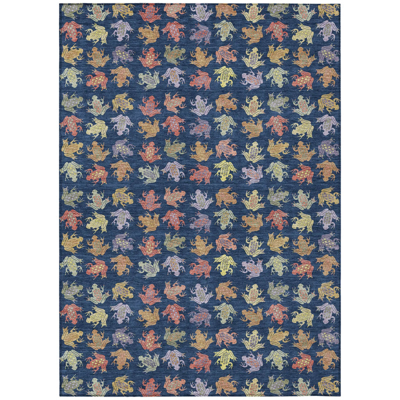 9' X 12' Navy Blue And Blue Geometric Washable Indoor Outdoor Area Rug Homeroots Outdoor