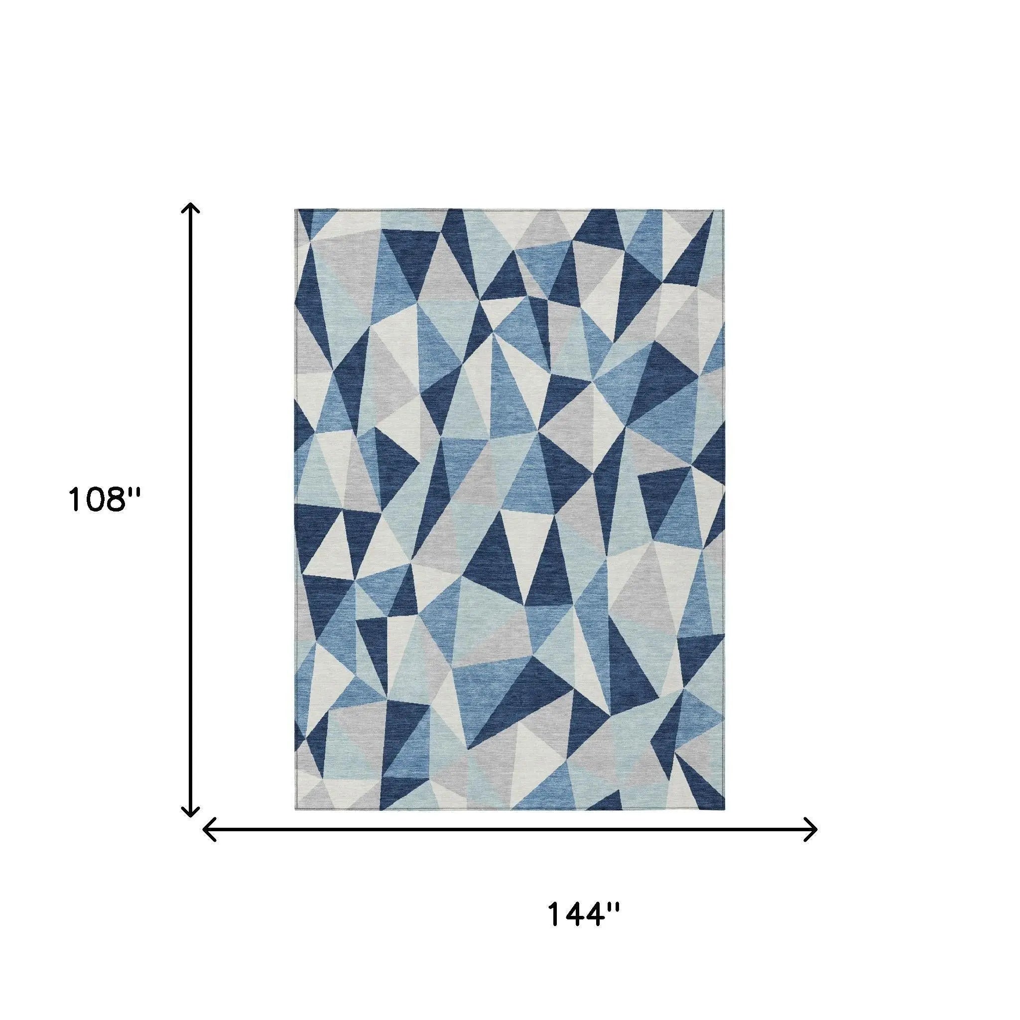 9' X 12' Navy Blue And Blue Geometric Washable Indoor Outdoor Area Rug Homeroots Outdoor