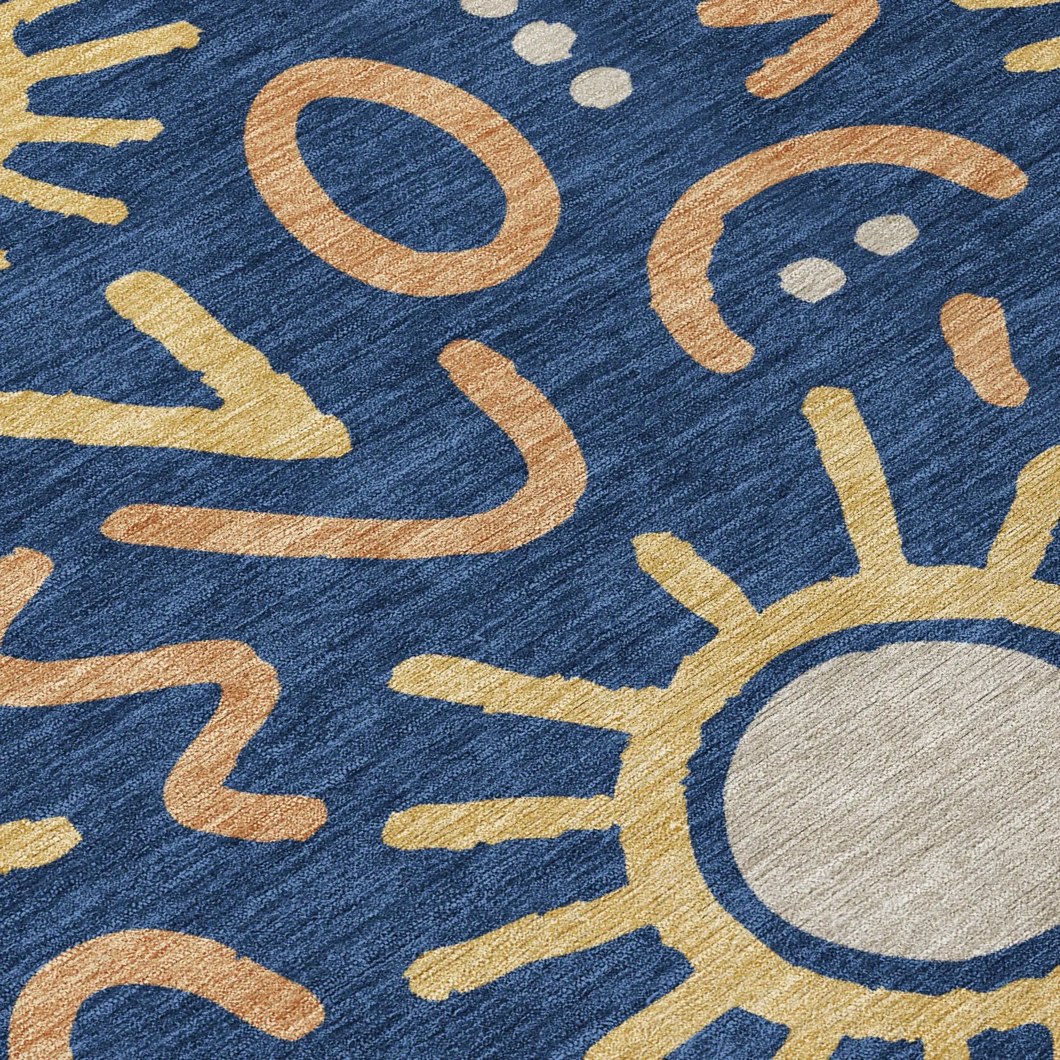 9' X 12' Navy Blue And Blue Geometric Washable Indoor Outdoor Area Rug Homeroots Outdoor