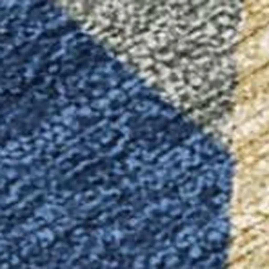 9' X 12' Navy Blue And Blue Geometric Washable Indoor Outdoor Area Rug Homeroots Outdoor