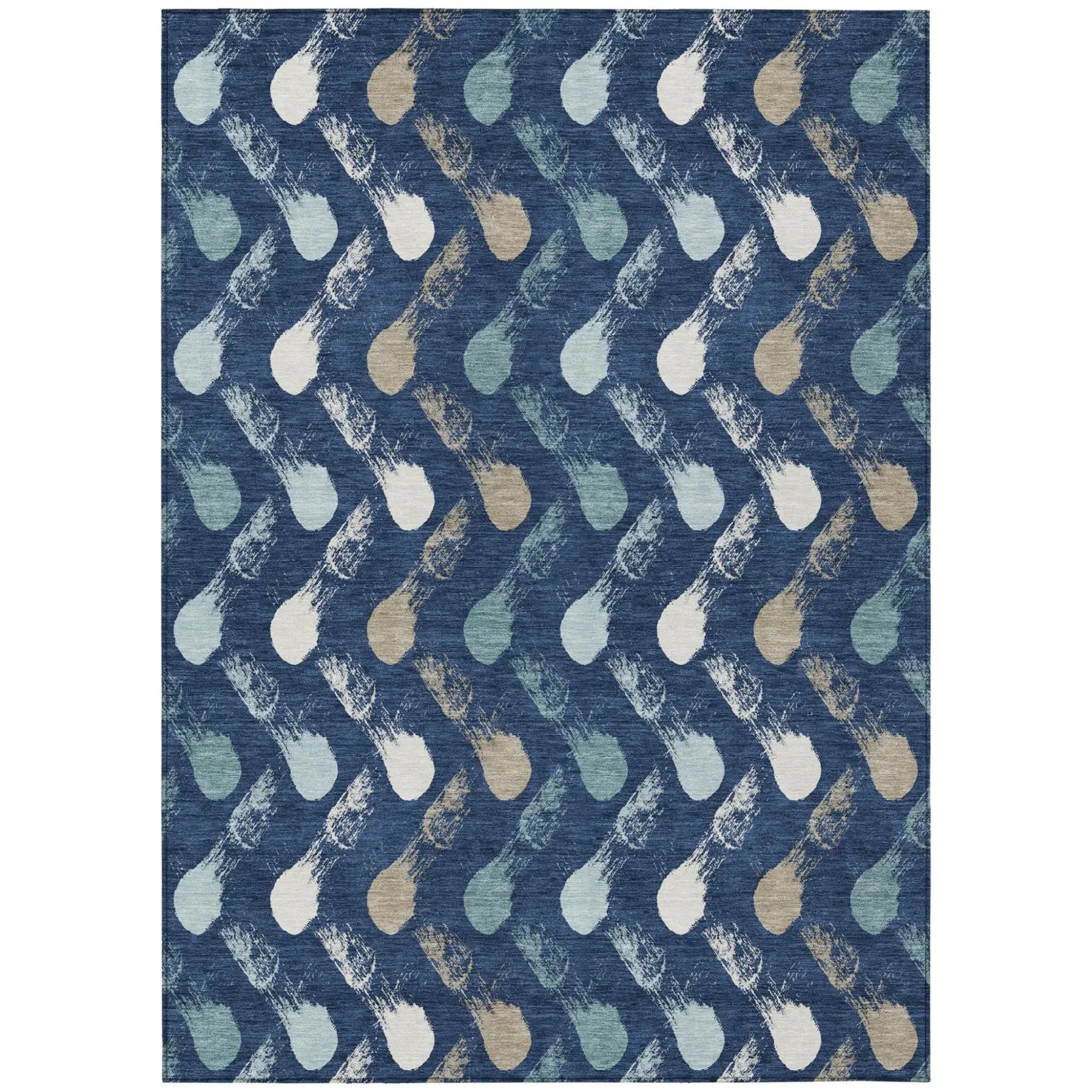 9' X 12' Navy Blue And Blue Geometric Washable Indoor Outdoor Area Rug Homeroots Outdoor