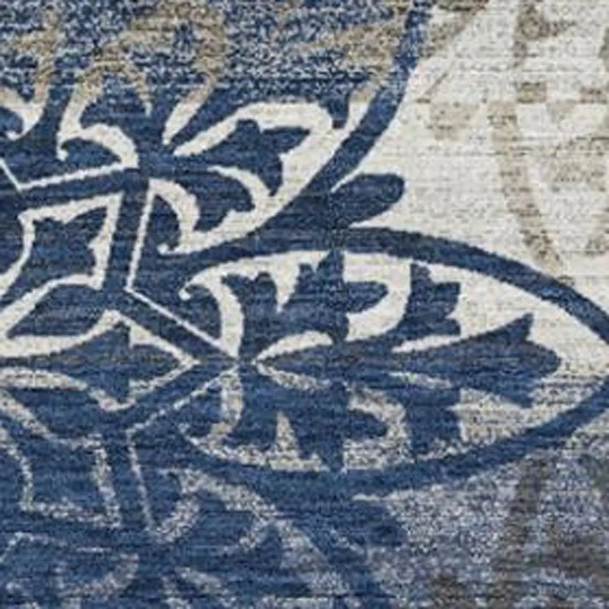 9' X 12' Navy Blue And Blue Oriental Washable Indoor Outdoor Area Rug Homeroots Outdoor