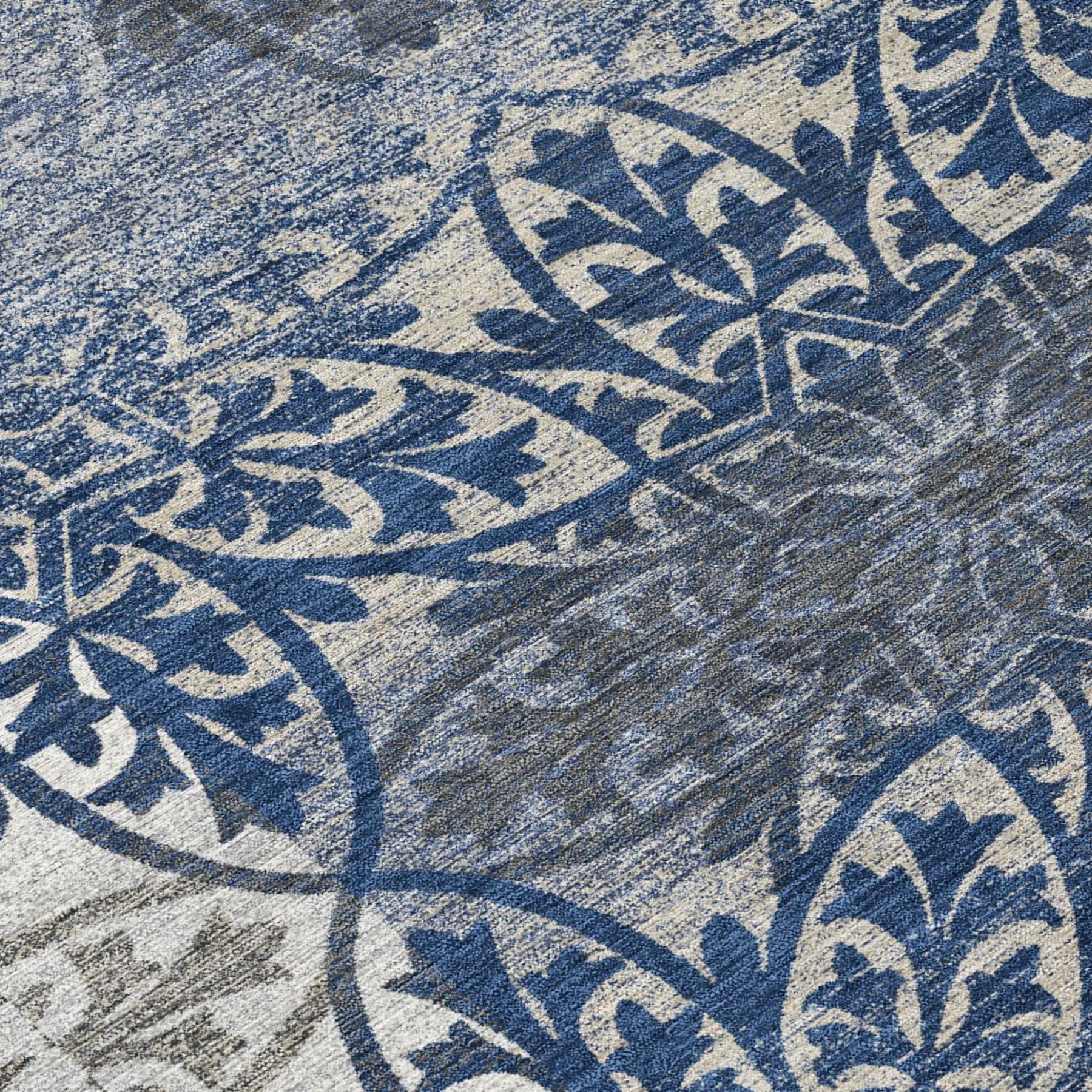 9' X 12' Navy Blue And Blue Oriental Washable Indoor Outdoor Area Rug Homeroots Outdoor
