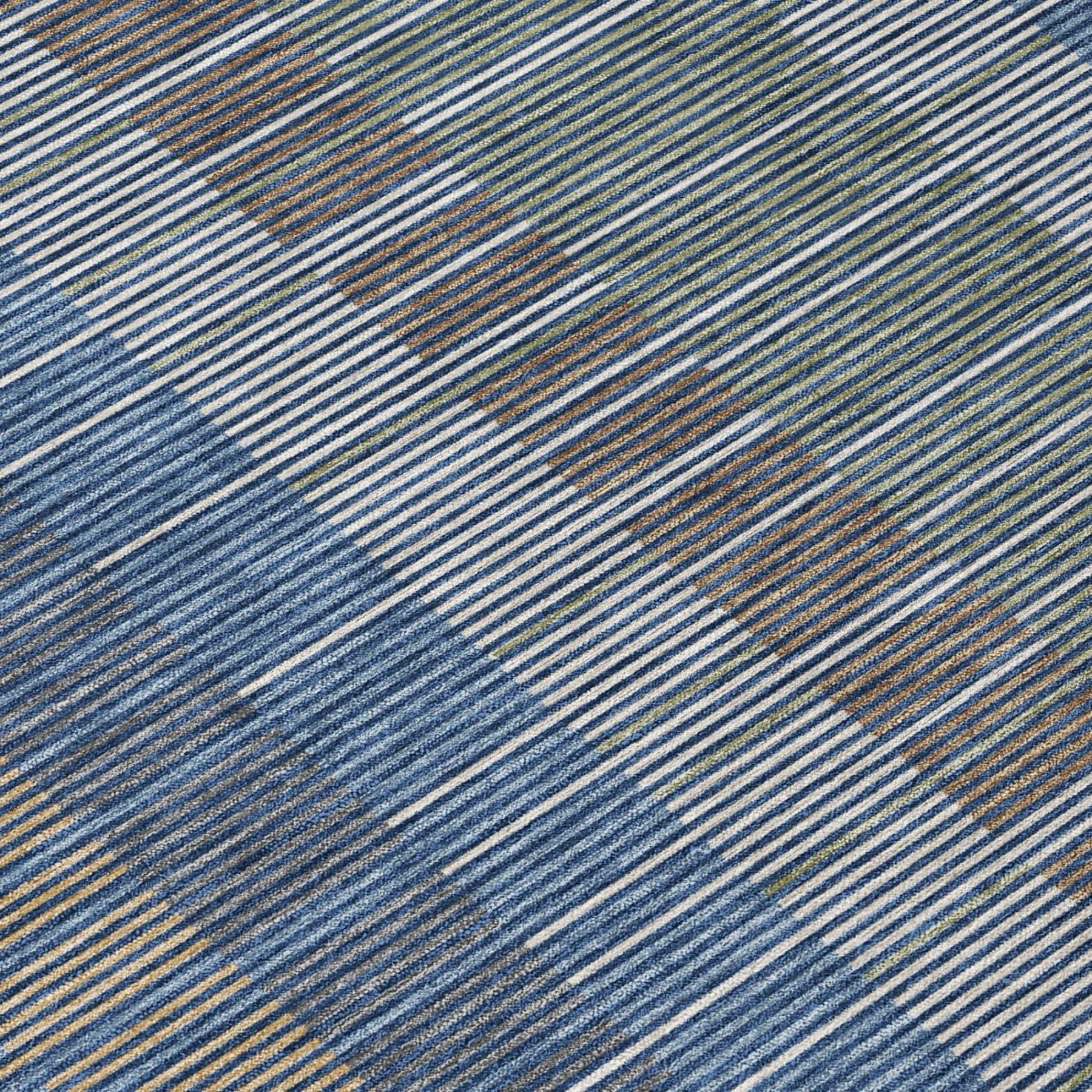 9' X 12' Navy Blue And Blue Striped Washable Indoor Outdoor Area Rug Homeroots Outdoor