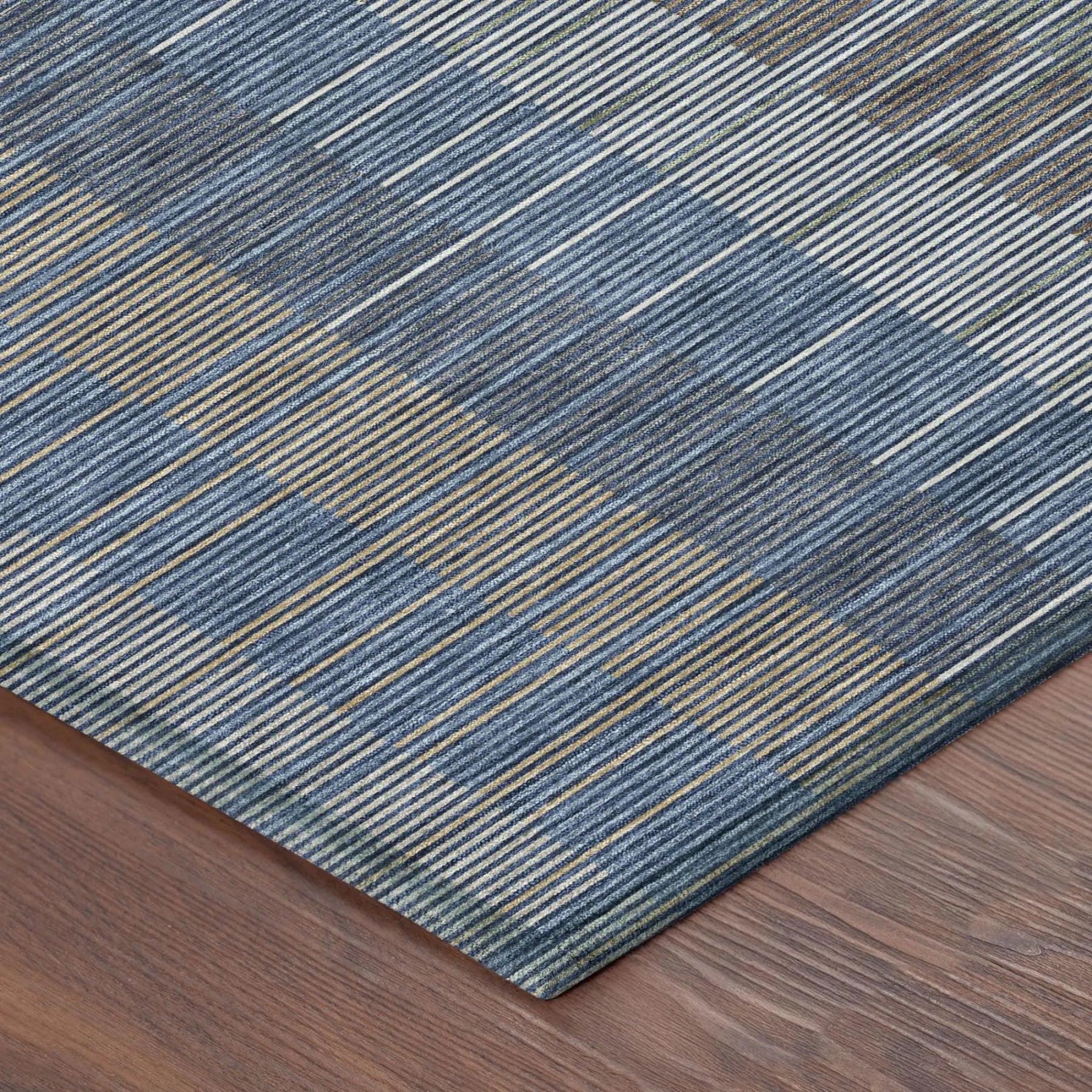9' X 12' Navy Blue And Blue Striped Washable Indoor Outdoor Area Rug Homeroots Outdoor