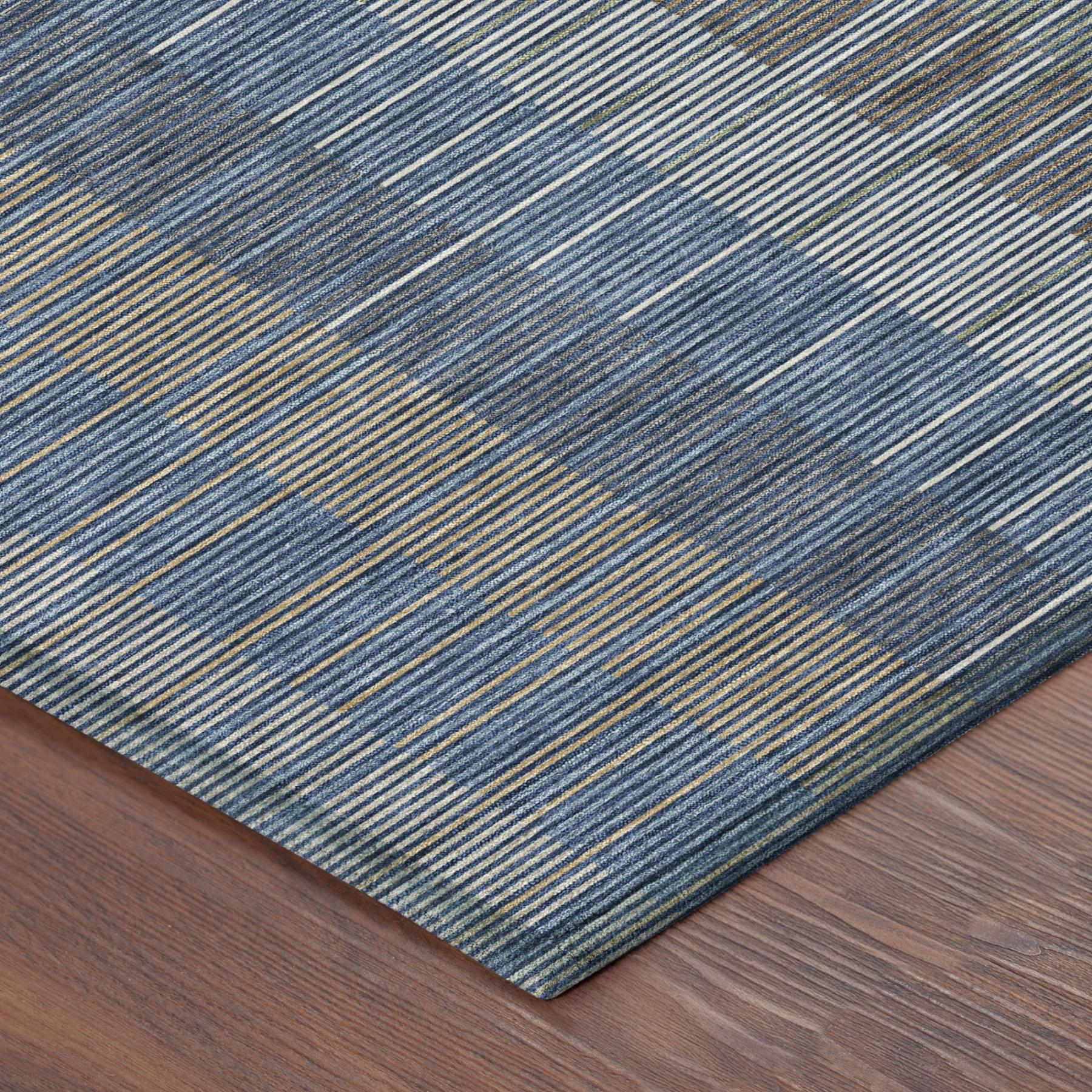 9' X 12' Navy Blue And Blue Striped Washable Indoor Outdoor Area Rug Homeroots Outdoor