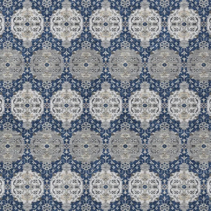 9' X 12' Navy Blue And Blue Striped Washable Indoor Outdoor Area Rug Homeroots Outdoor