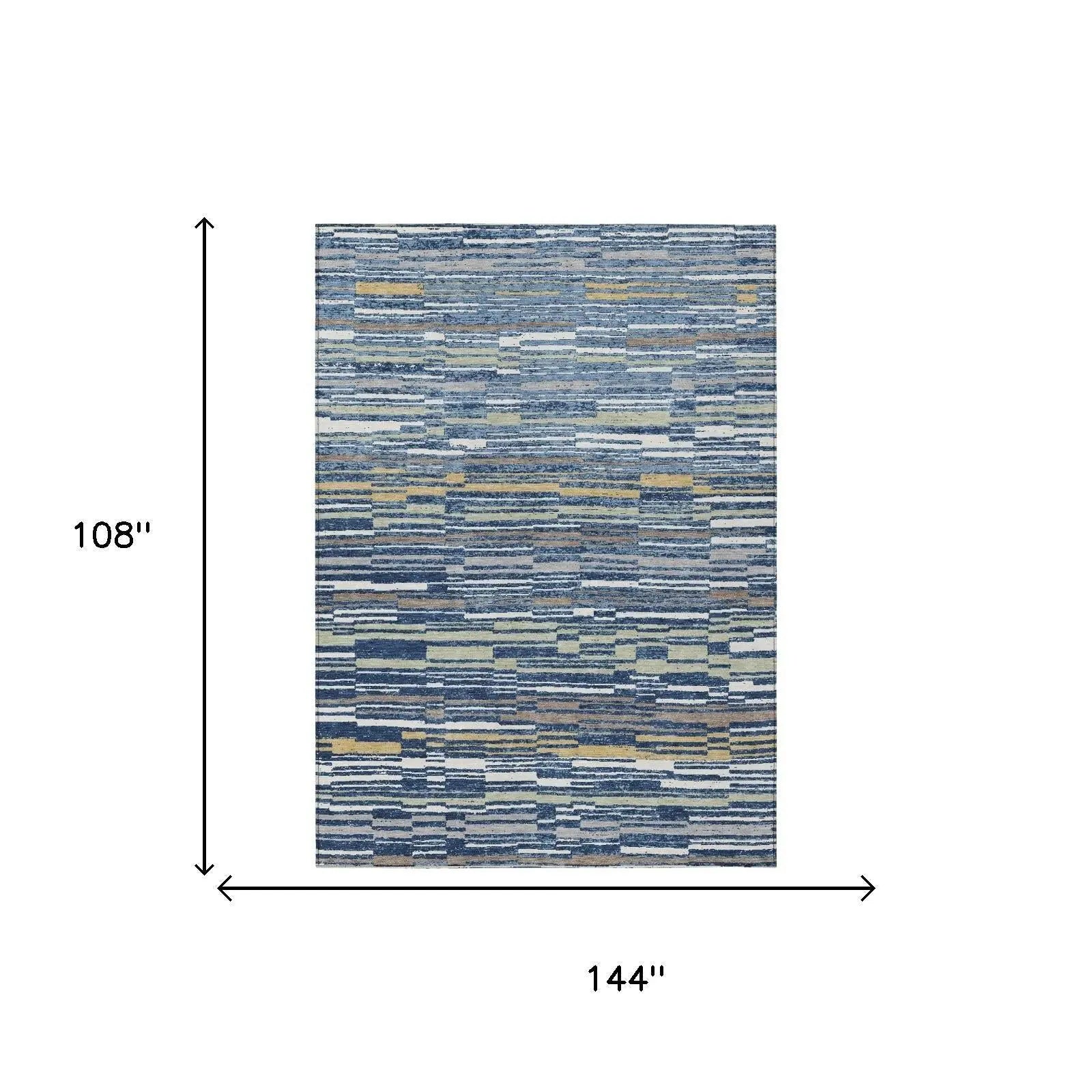 9' X 12' Navy Blue And Blue Striped Washable Indoor Outdoor Area Rug Homeroots Outdoor
