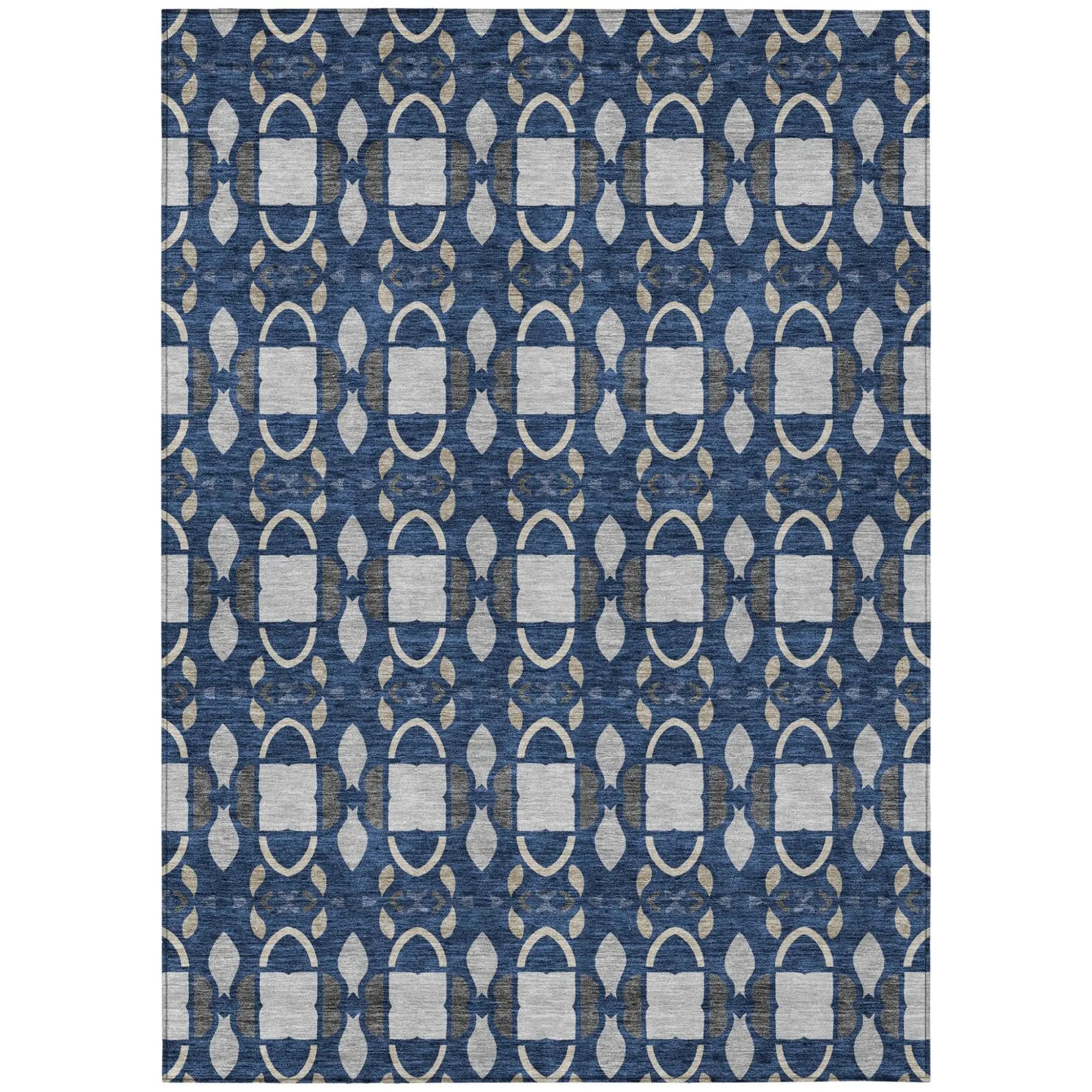 9' X 12' Navy Blue And Blue Striped Washable Indoor Outdoor Area Rug Homeroots Outdoor