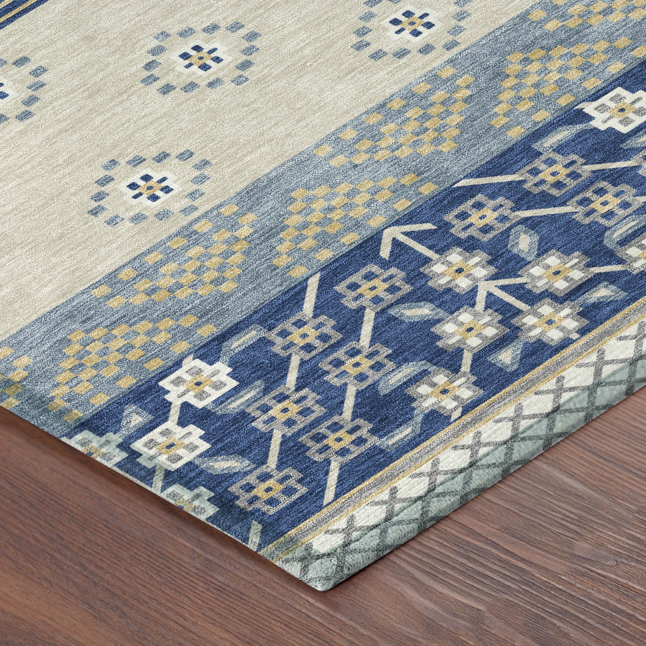 9' X 12' Navy Blue And Copper Striped Washable Indoor Outdoor Area Rug Homeroots Outdoor