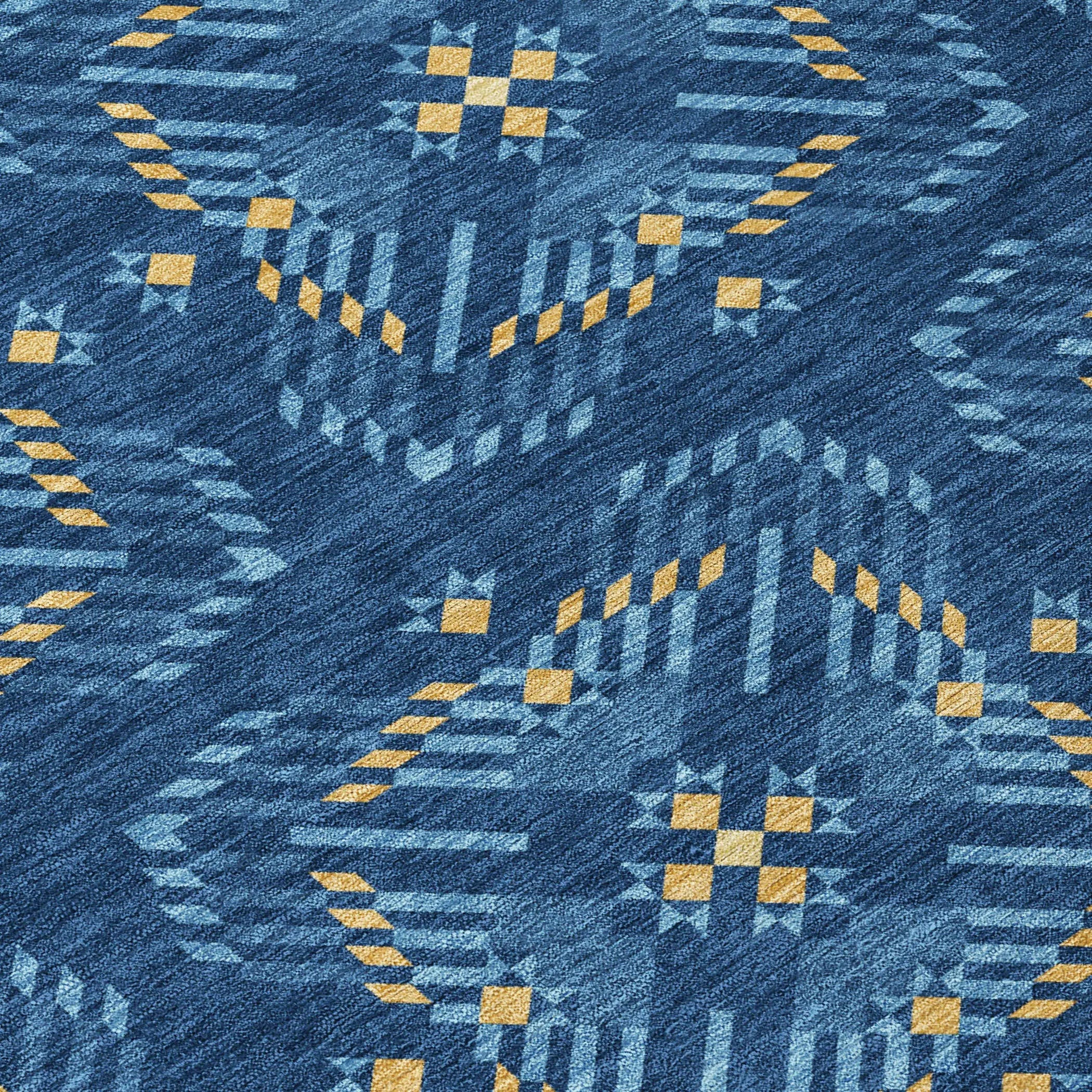 9' X 12' Navy Blue And Denim Blue Geometric Washable Indoor Outdoor Area Rug Homeroots Outdoor