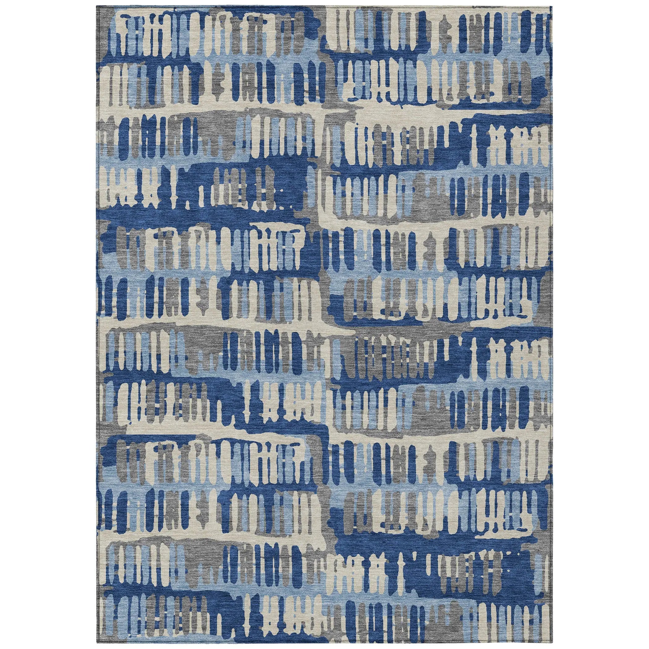 9' X 12' Navy Blue And Gray Abstract Washable Indoor Outdoor Area Rug Homeroots Outdoor