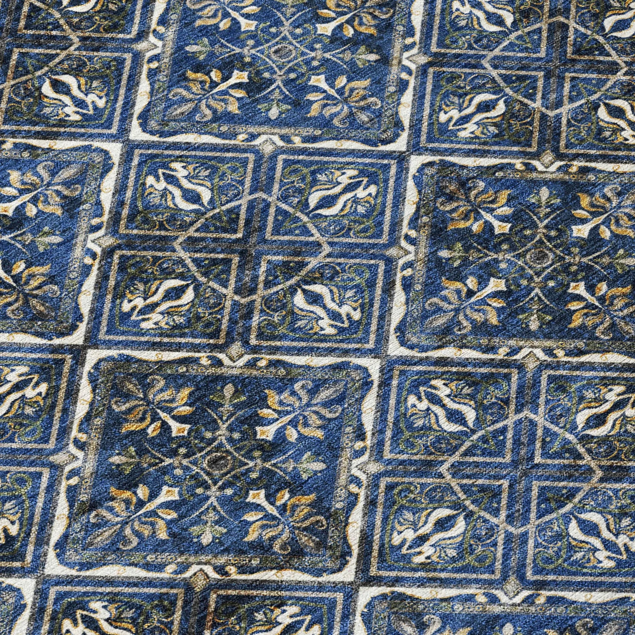 9' X 12' Navy Blue And Gray Geometric Washable Indoor Outdoor Area Rug Homeroots Outdoor
