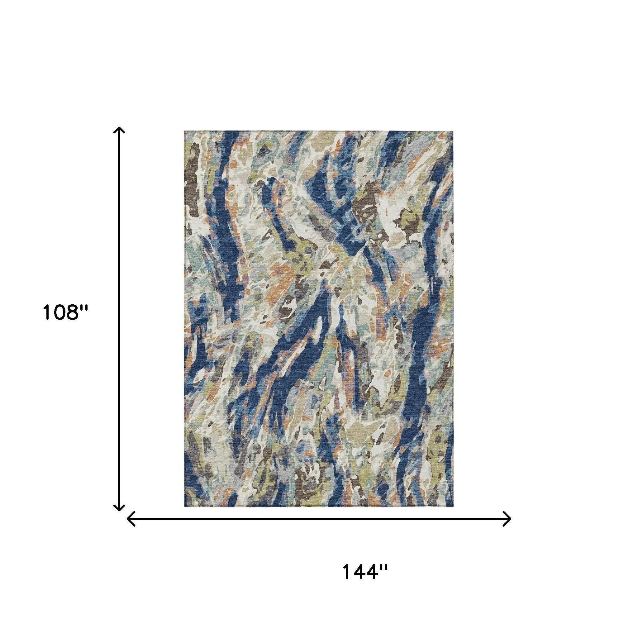 9' X 12' Navy Blue And Ivory Abstract Washable Indoor Outdoor Area Rug Homeroots Outdoor