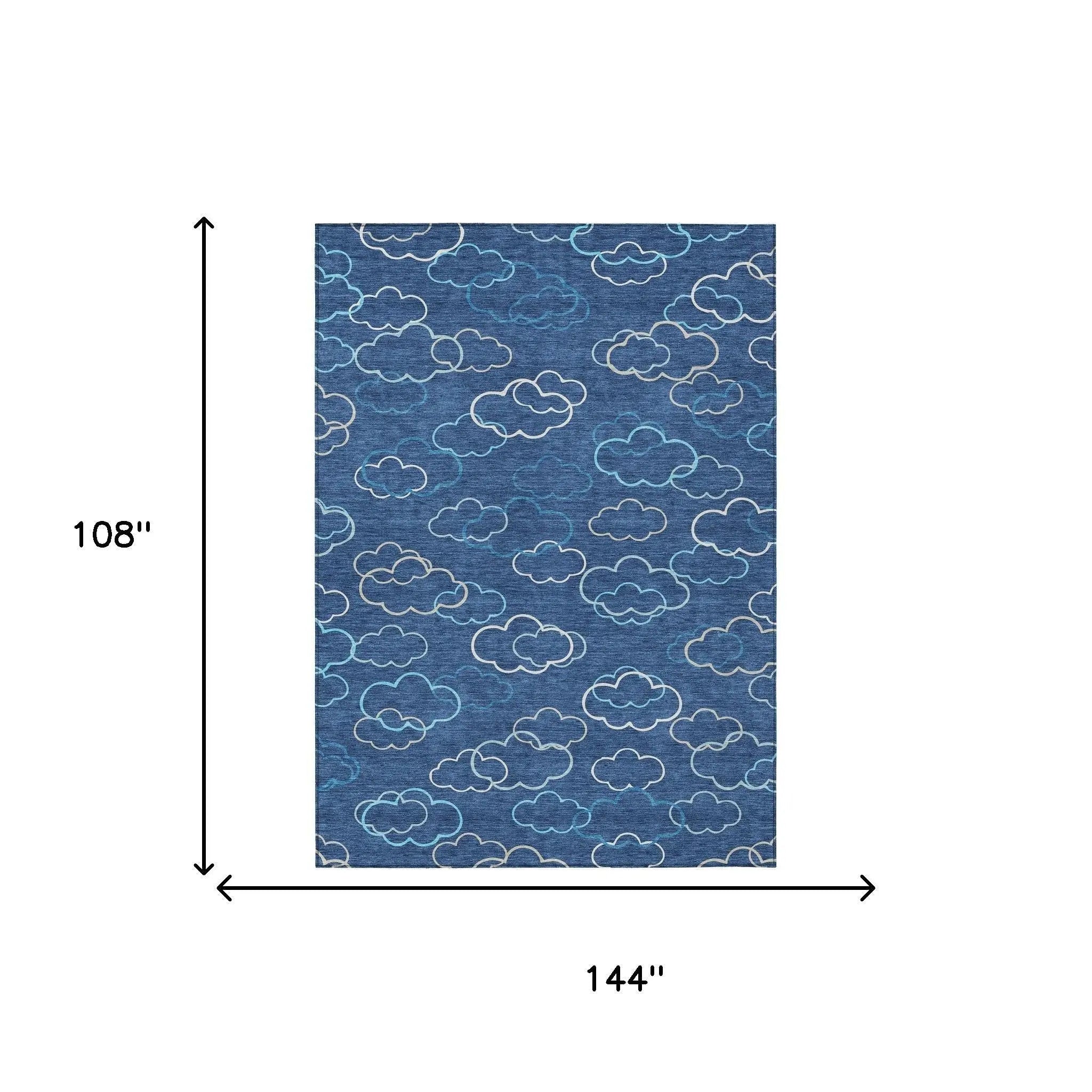 9' X 12' Navy Blue And Ivory Abstract Washable Indoor Outdoor Area Rug Homeroots Outdoor