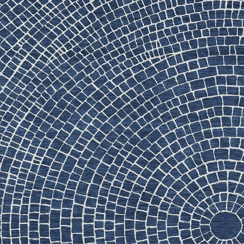 9' X 12' Navy Blue And Ivory Geometric Washable Indoor Outdoor Area Rug Homeroots Outdoor