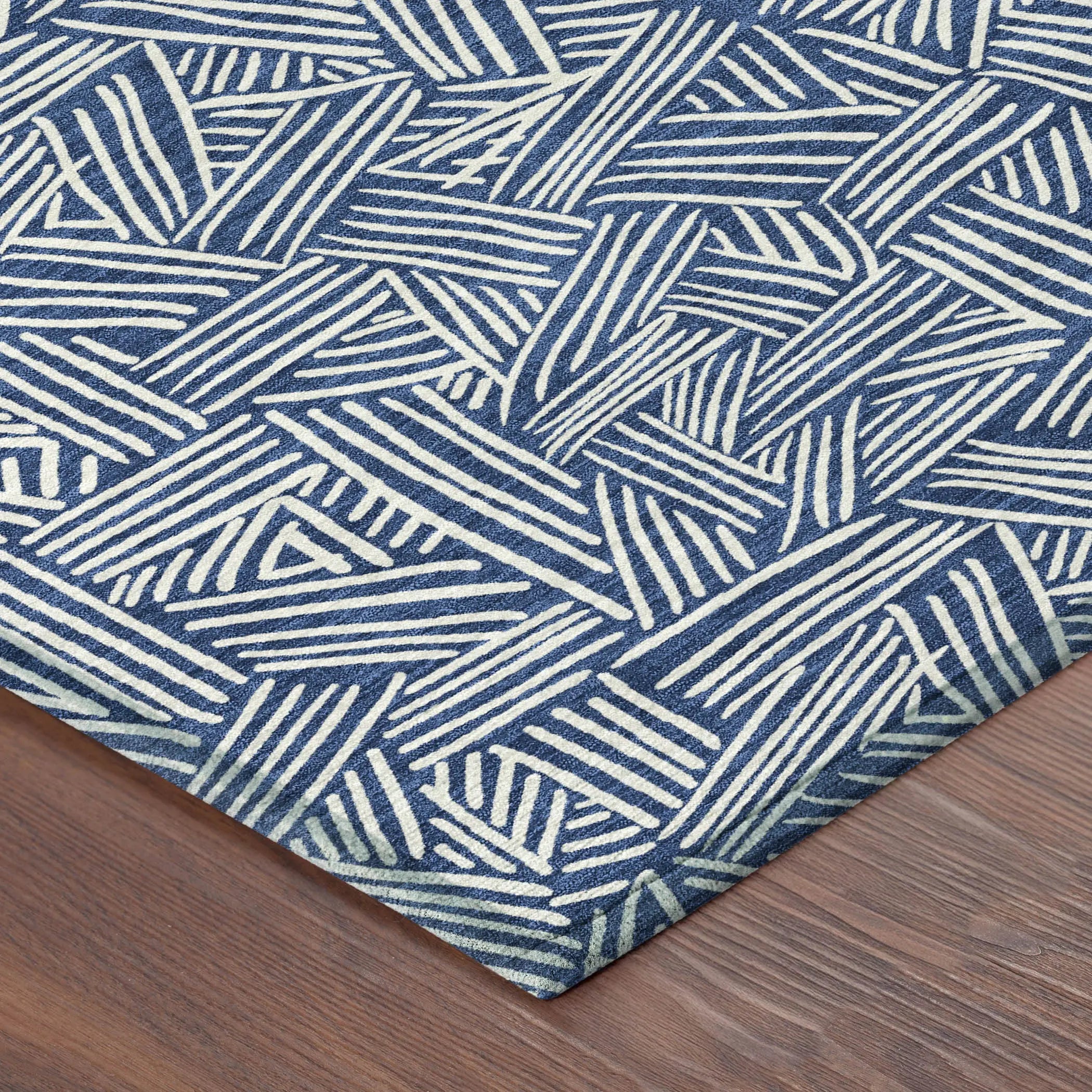 9' X 12' Navy Blue And Ivory Geometric Washable Indoor Outdoor Area Rug Homeroots Outdoor
