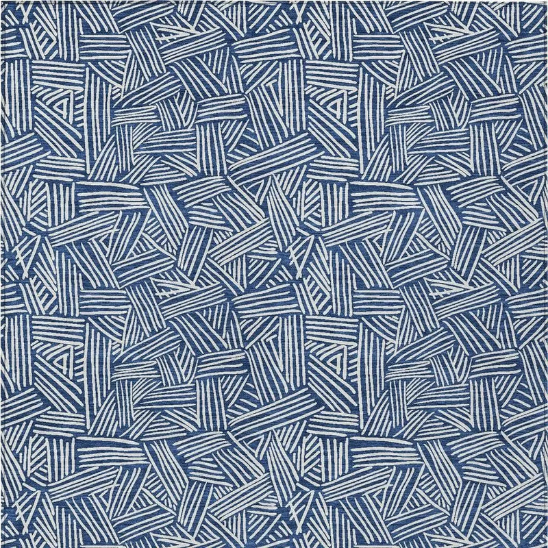 9' X 12' Navy Blue And Ivory Geometric Washable Indoor Outdoor Area Rug Homeroots Outdoor