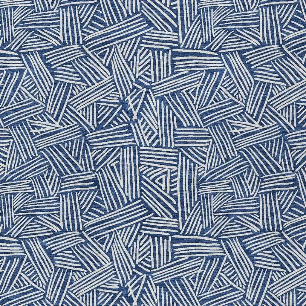 9' X 12' Navy Blue And Ivory Geometric Washable Indoor Outdoor Area Rug Homeroots Outdoor