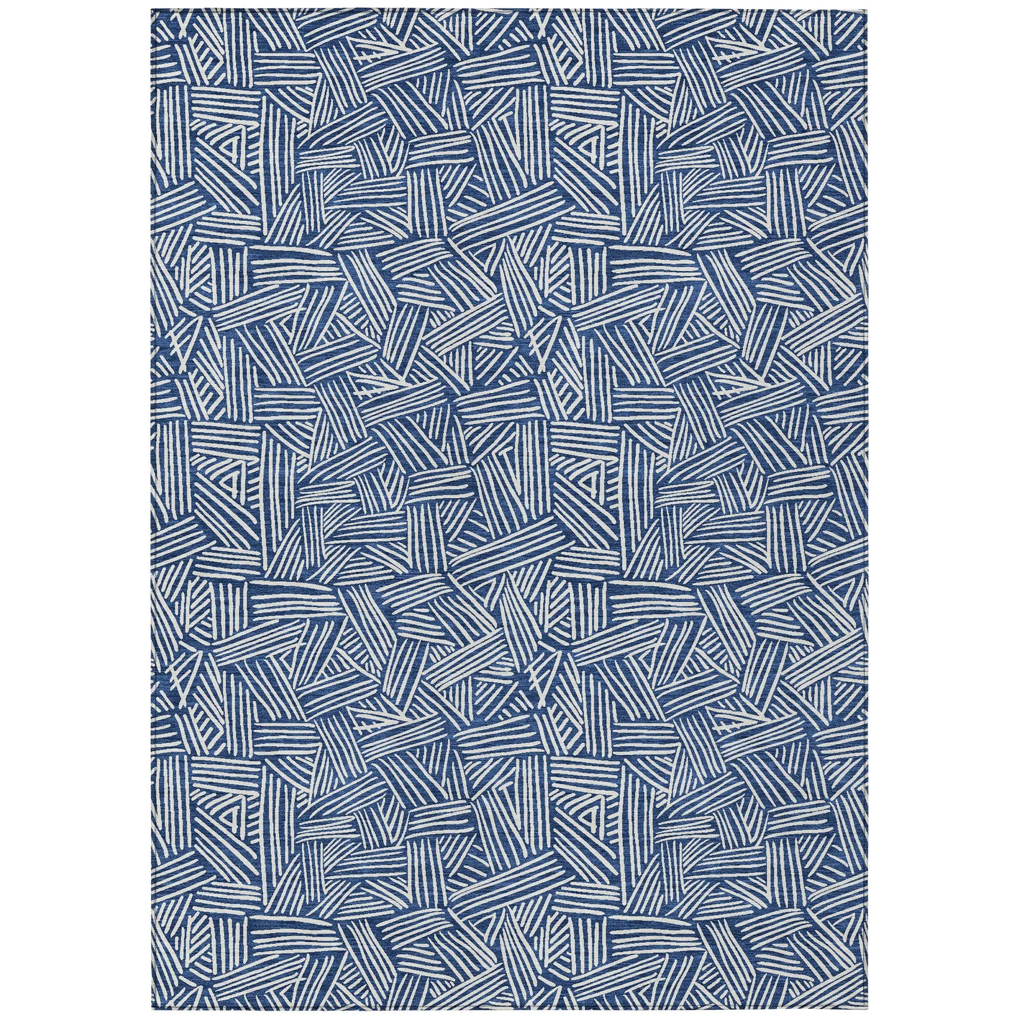 9' X 12' Navy Blue And Ivory Geometric Washable Indoor Outdoor Area Rug Homeroots Outdoor
