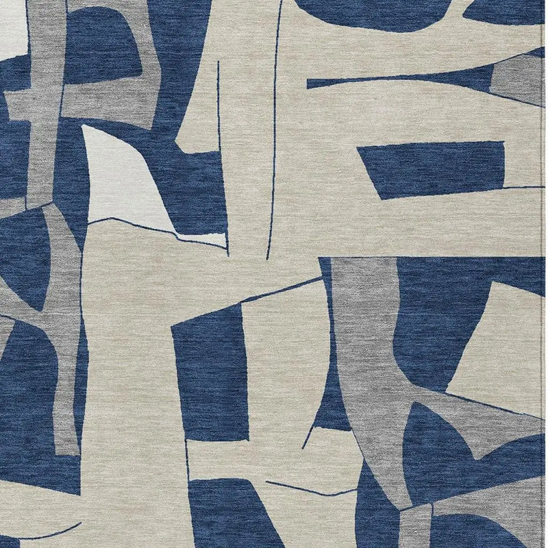 9' X 12' Navy Blue And Ivory Geometric Washable Indoor Outdoor Area Rug Homeroots Outdoor