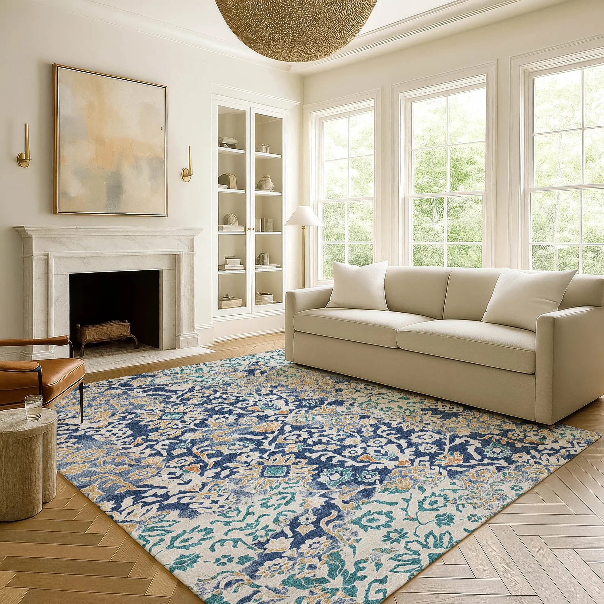 9' X 12' Navy Blue And Ivory Geometric Washable Indoor Outdoor Area Rug Homeroots Outdoor