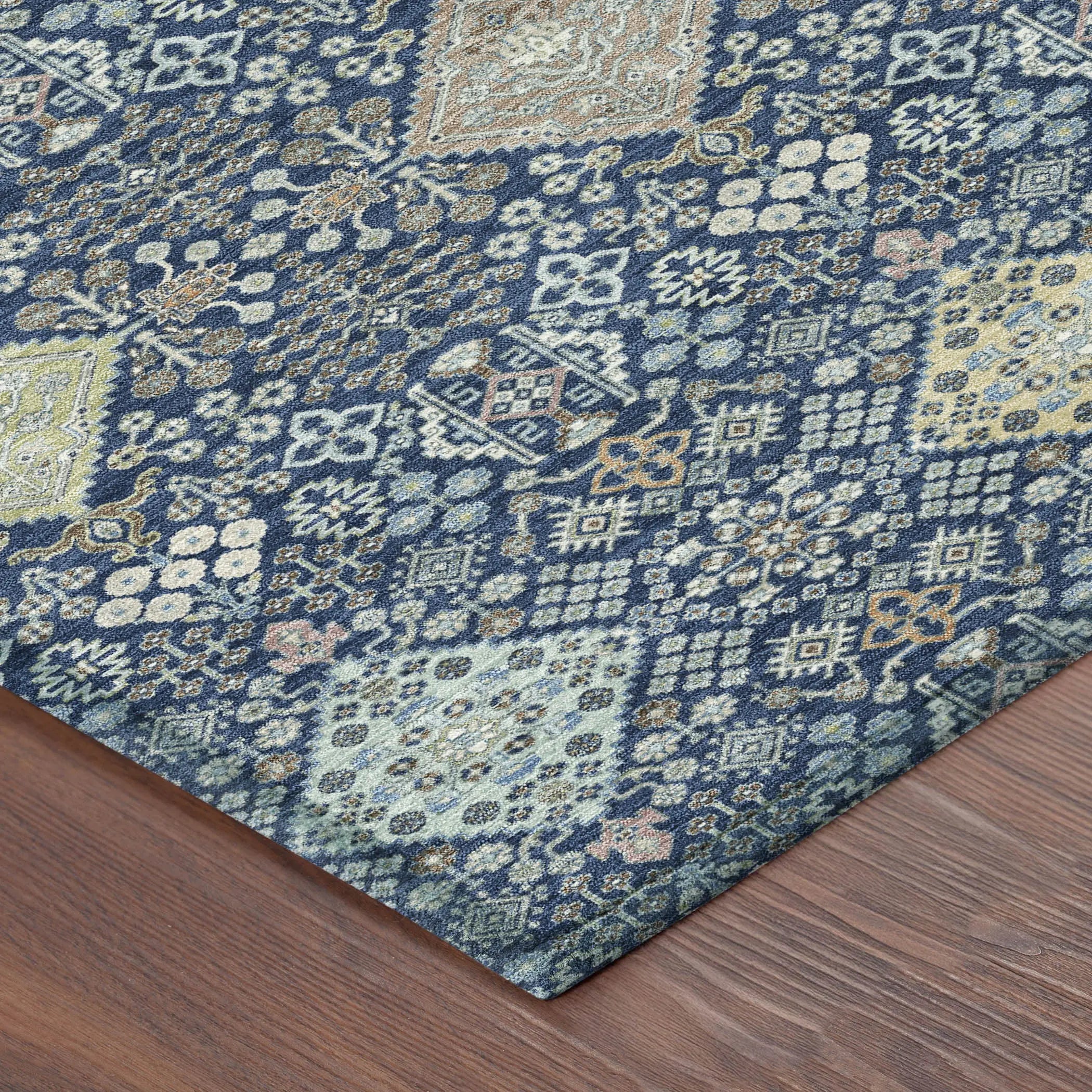 9' X 12' Navy Blue And Ivory Oriental Washable Indoor Outdoor Area Rug Homeroots Outdoor