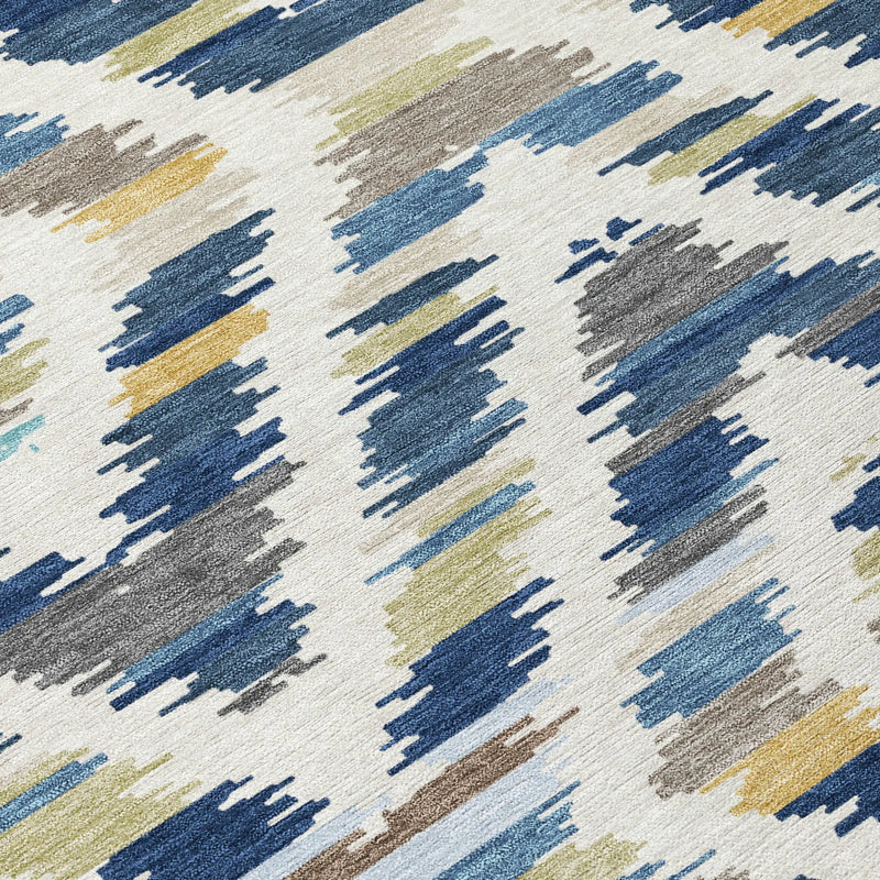 9' X 12' Navy Blue And Ivory Tribal Washable Indoor Outdoor Area Rug Homeroots Outdoor