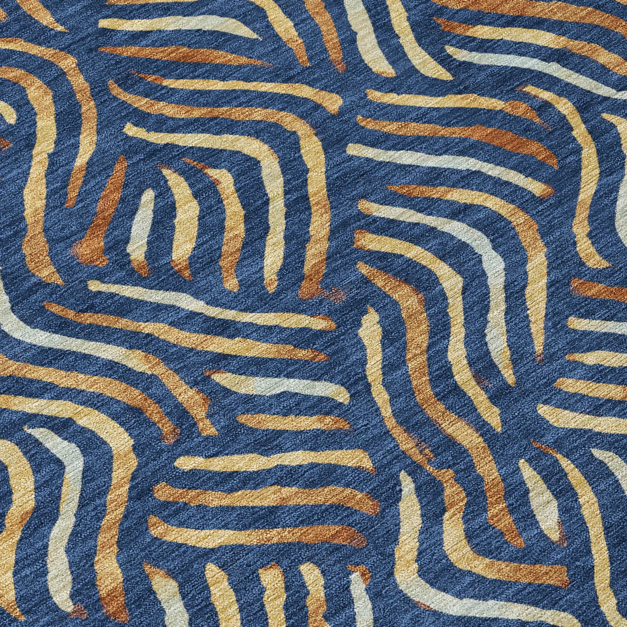 9' X 12' Navy Blue And Orange Abstract Washable Indoor Outdoor Area Rug Homeroots Outdoor