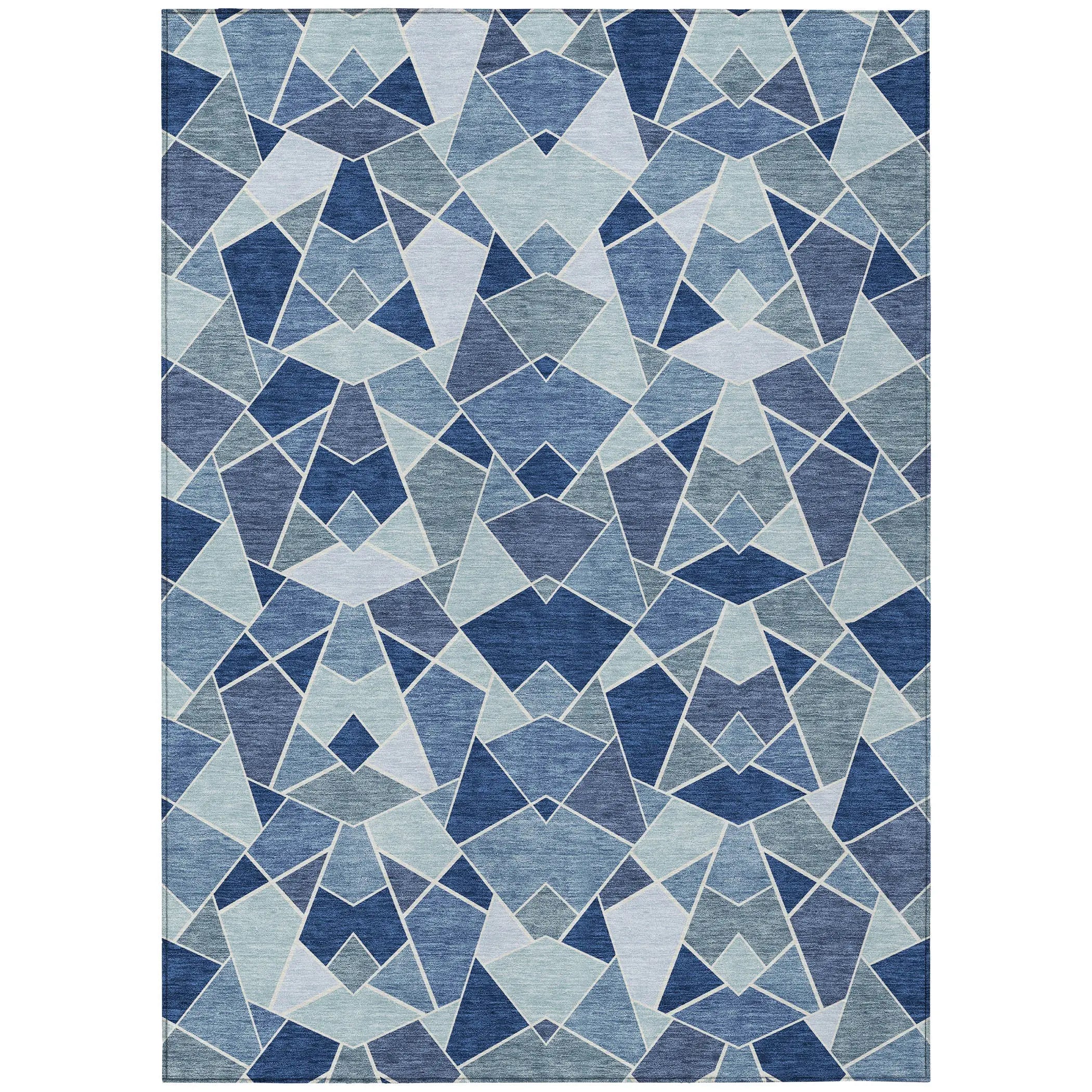 9' X 12' Navy Blue And Sky Blue Geometric Washable Indoor Outdoor Area Rug Homeroots Outdoor
