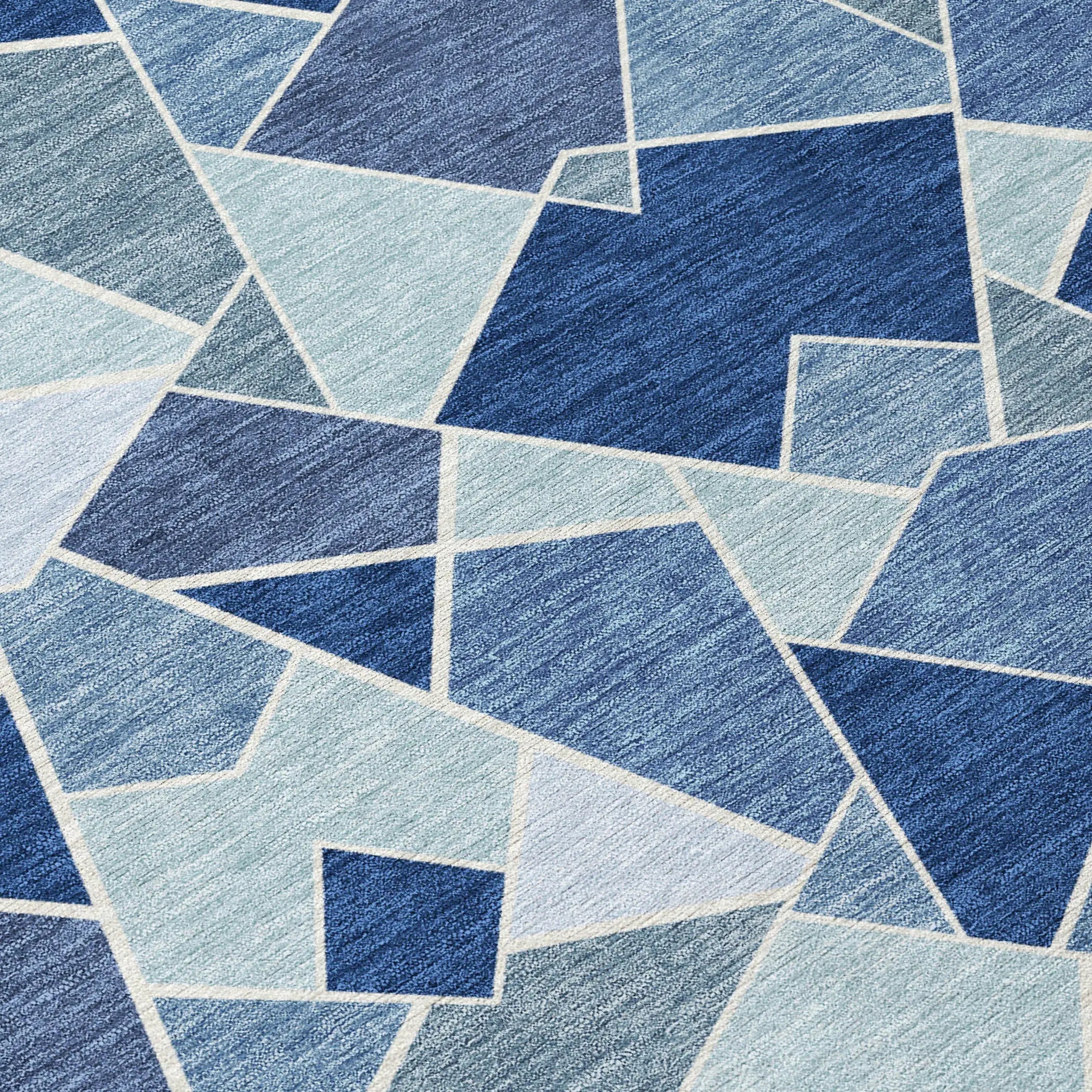9' X 12' Navy Blue And Sky Blue Geometric Washable Indoor Outdoor Area Rug Homeroots Outdoor