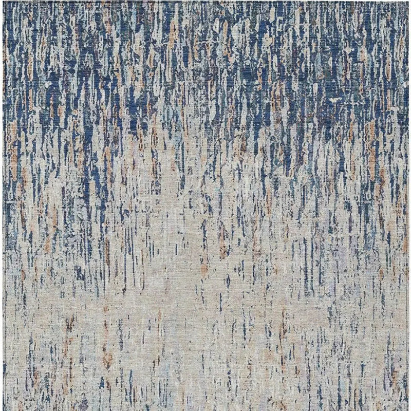 9' X 12' Navy Blue And Taupe Striped Washable Indoor Outdoor Area Rug Homeroots Outdoor