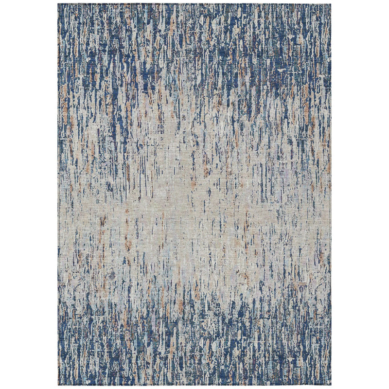 9' X 12' Navy Blue And Taupe Striped Washable Indoor Outdoor Area Rug Homeroots Outdoor