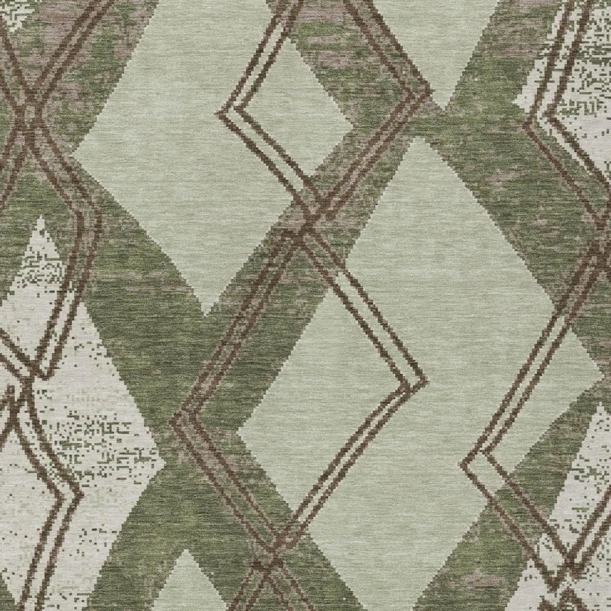 9' X 12' Olive Green And Beige Geometric Washable Indoor Outdoor Area Rug Homeroots Outdoor