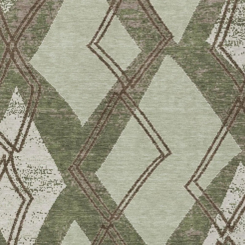 9' X 12' Olive Green And Beige Geometric Washable Indoor Outdoor Area Rug Homeroots Outdoor