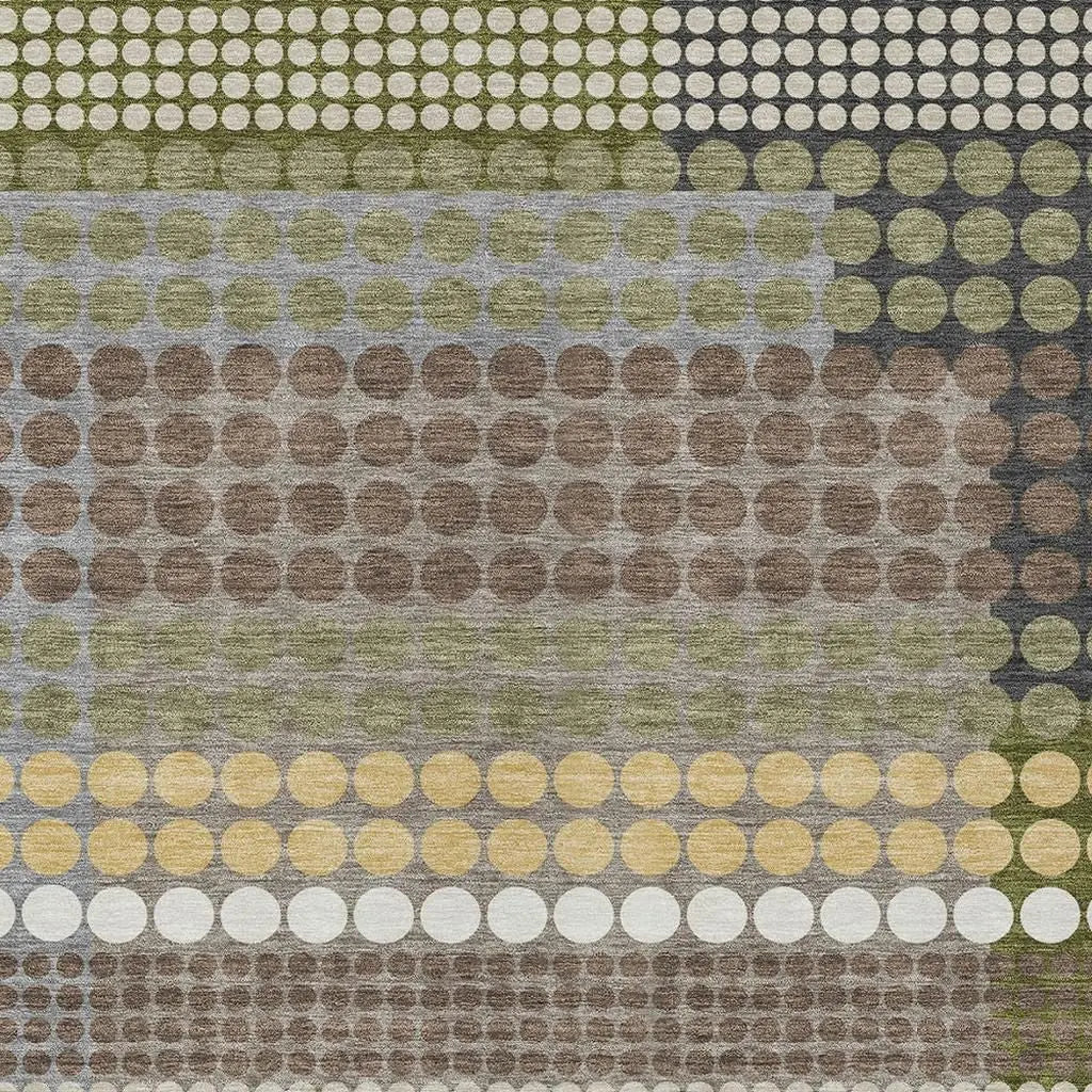 9' X 12' Olive Green And Brown Geometric Washable Indoor Outdoor Area Rug Homeroots Outdoor