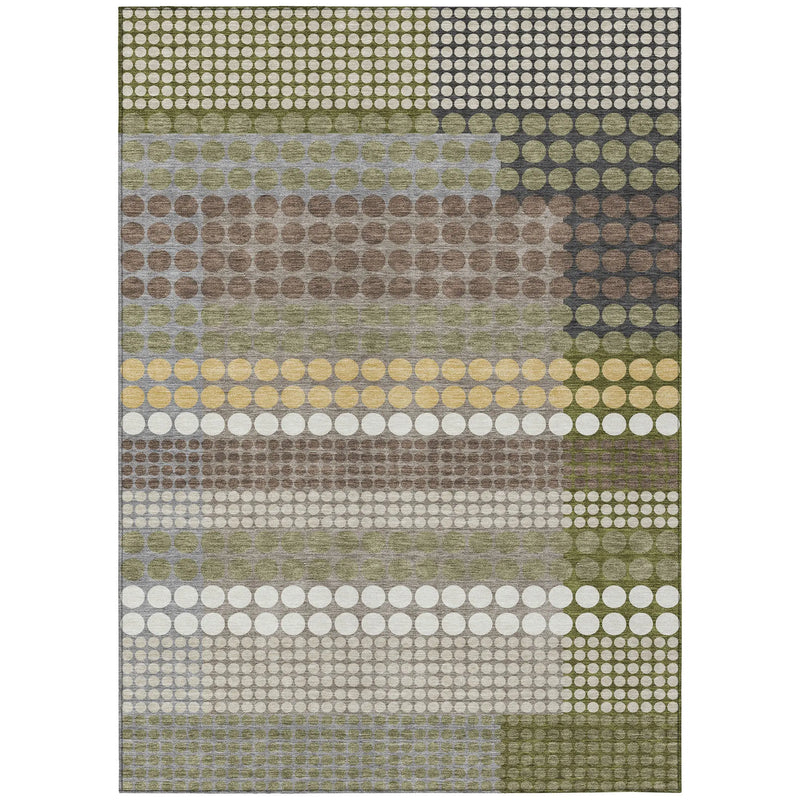 9' X 12' Olive Green And Brown Geometric Washable Indoor Outdoor Area Rug Homeroots Outdoor