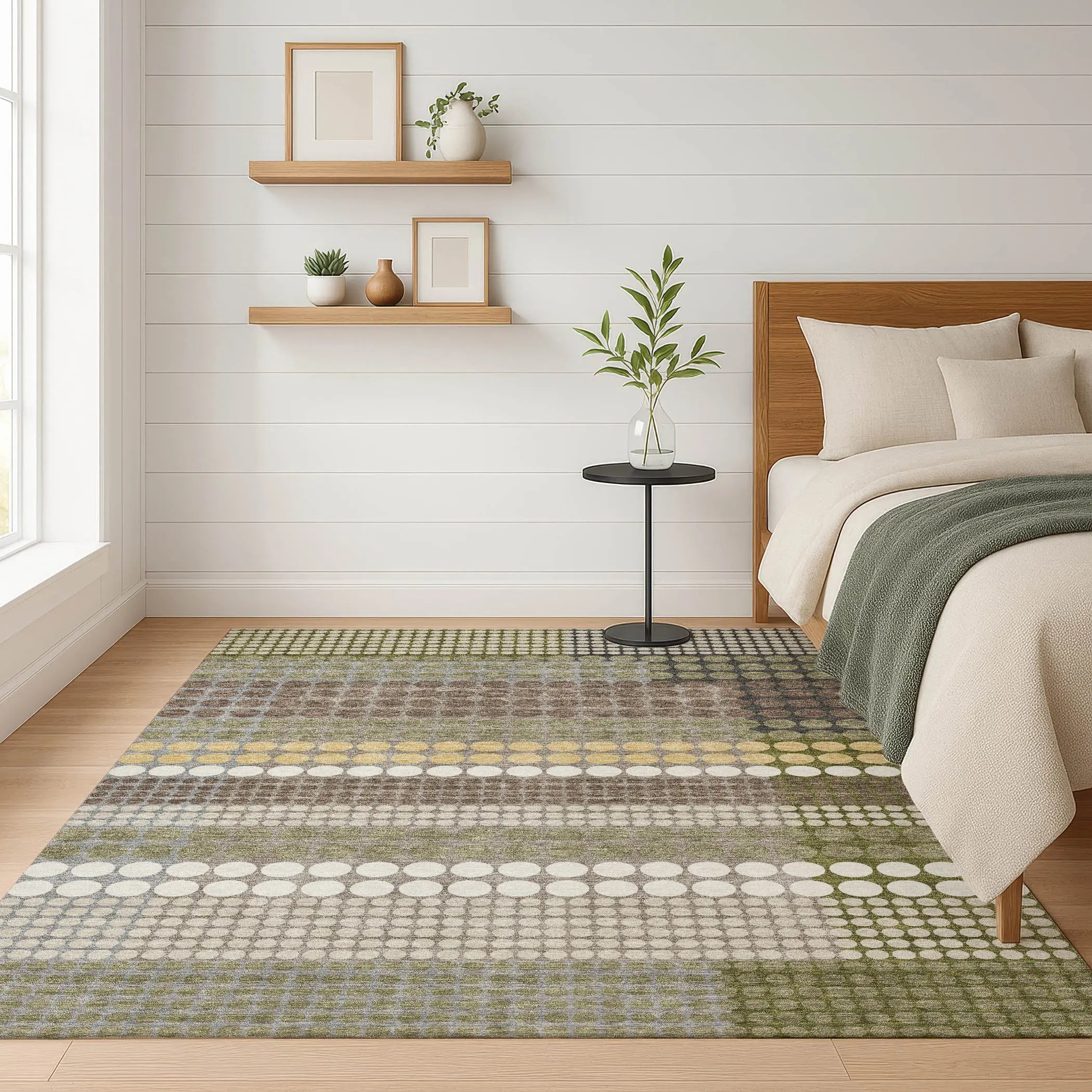 9' X 12' Olive Green And Brown Geometric Washable Indoor Outdoor Area Rug Homeroots Outdoor