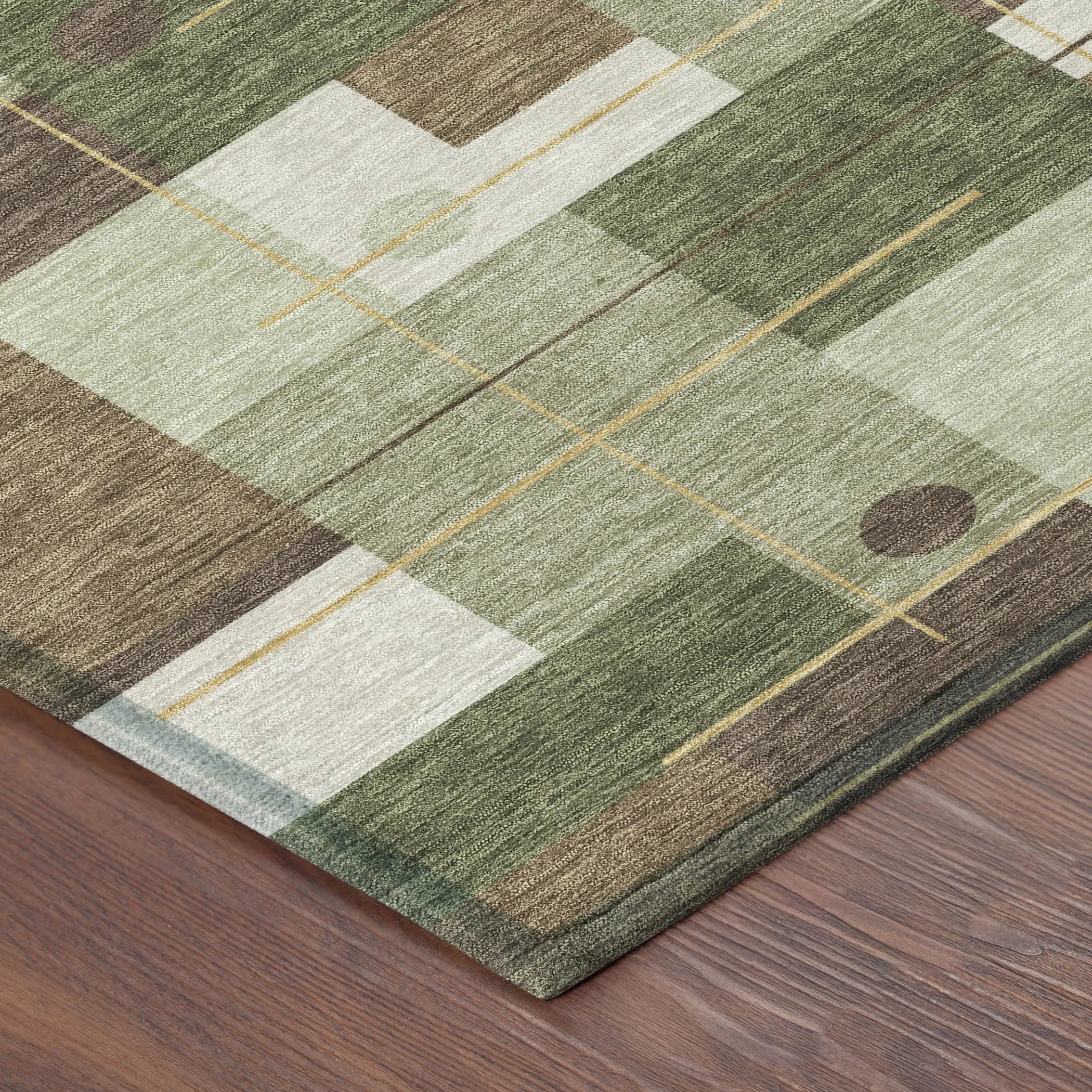 9' X 12' Olive Green And Brown Geometric Washable Indoor Outdoor Area Rug Homeroots Outdoor