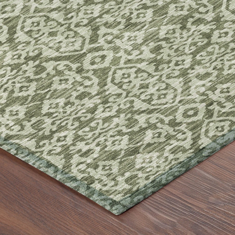 9' X 12' Olive Green And Brown Oriental Washable Indoor Outdoor Area Rug Homeroots Outdoor