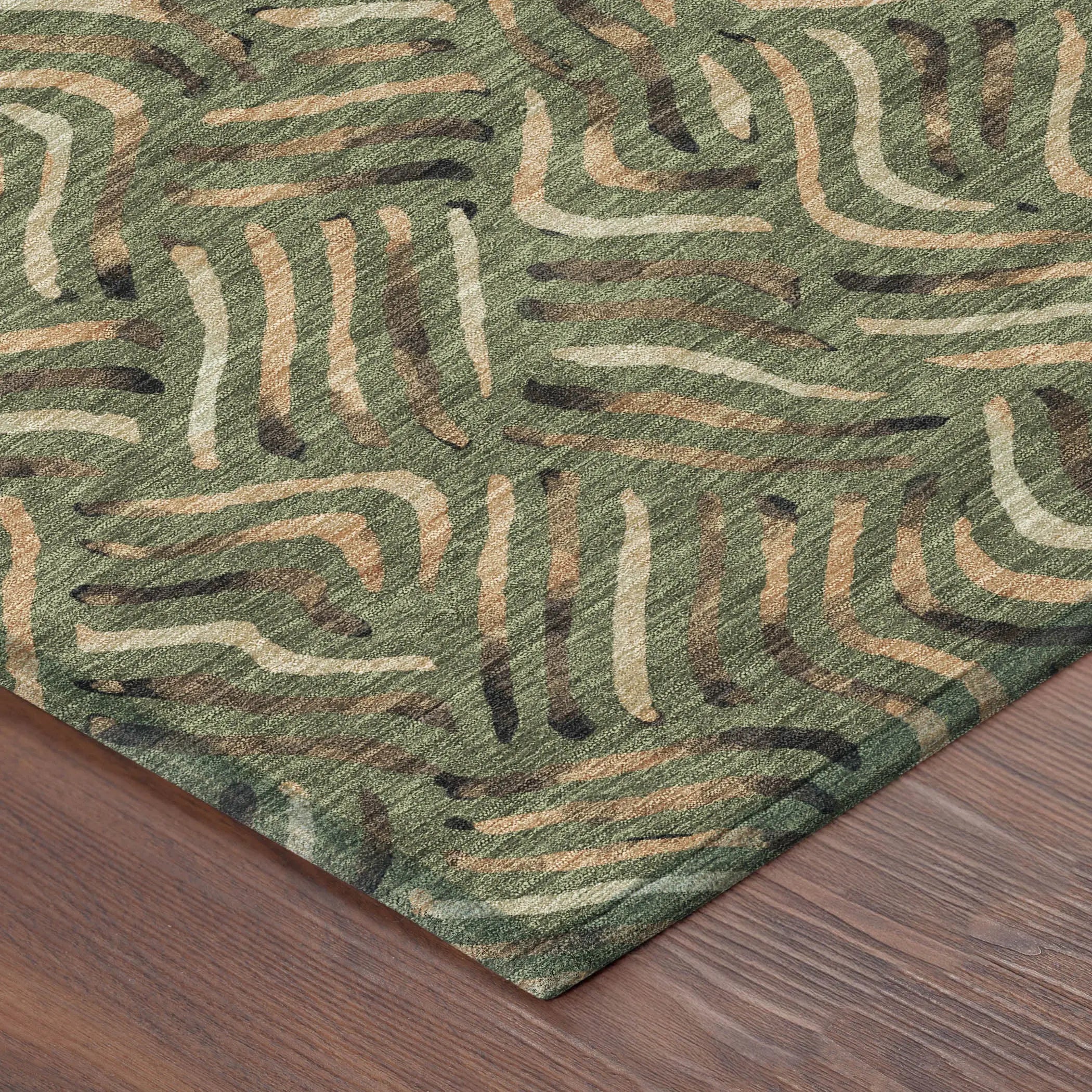 9' X 12' Olive Green And Copper Abstract Washable Indoor Outdoor Area Rug Homeroots Outdoor